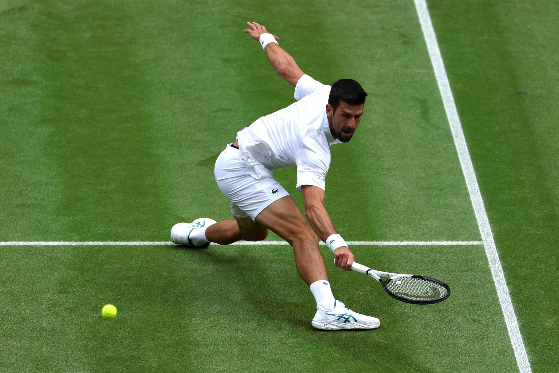 Novak Djokovic in action - Wimbledon 2023