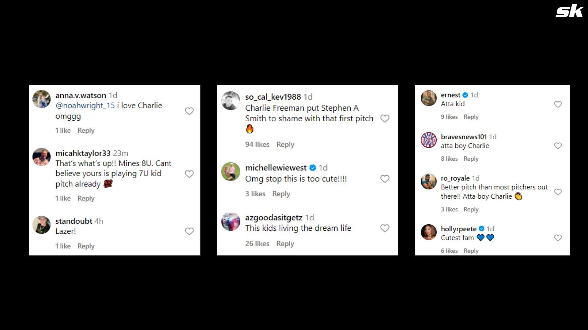 Fan Reactions on the Freddie Freeman post on Instagram
