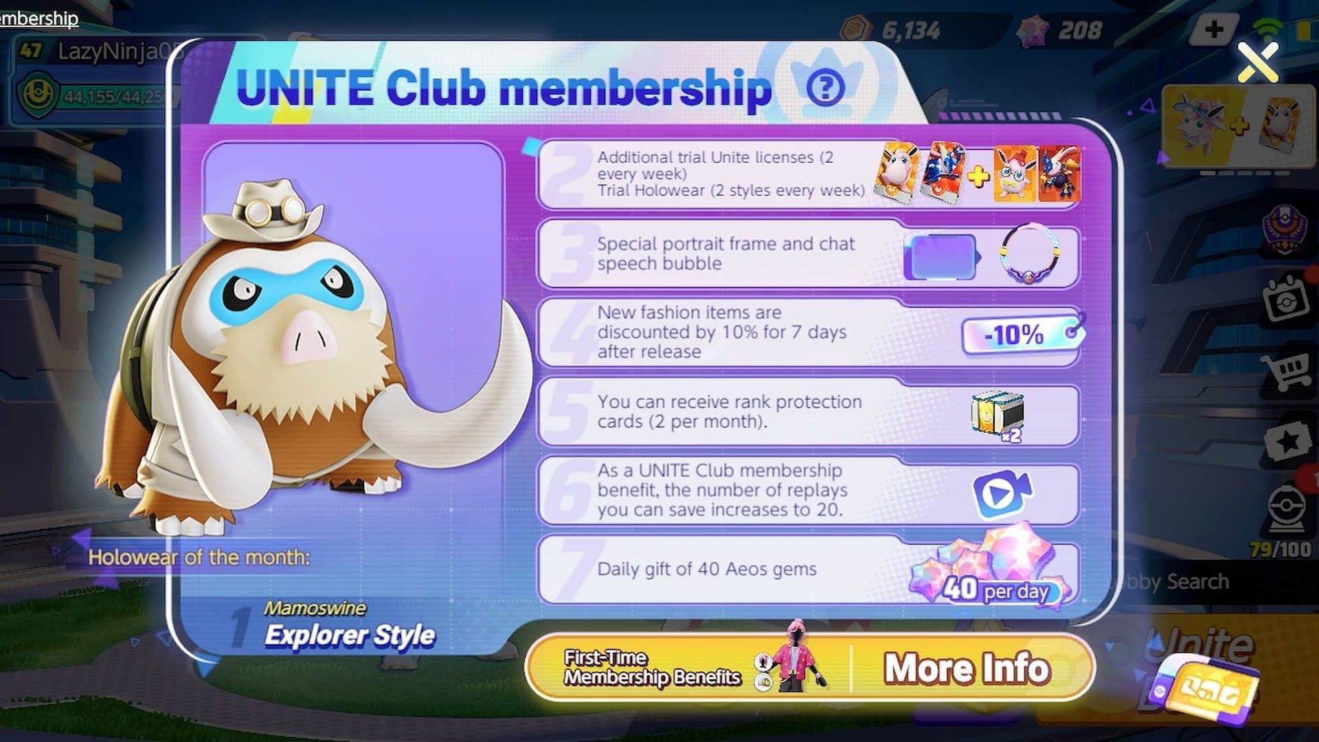 Mamoswine Explorer Style is the current main spotlight of the Club Membership (Image via The Pokemon Company)