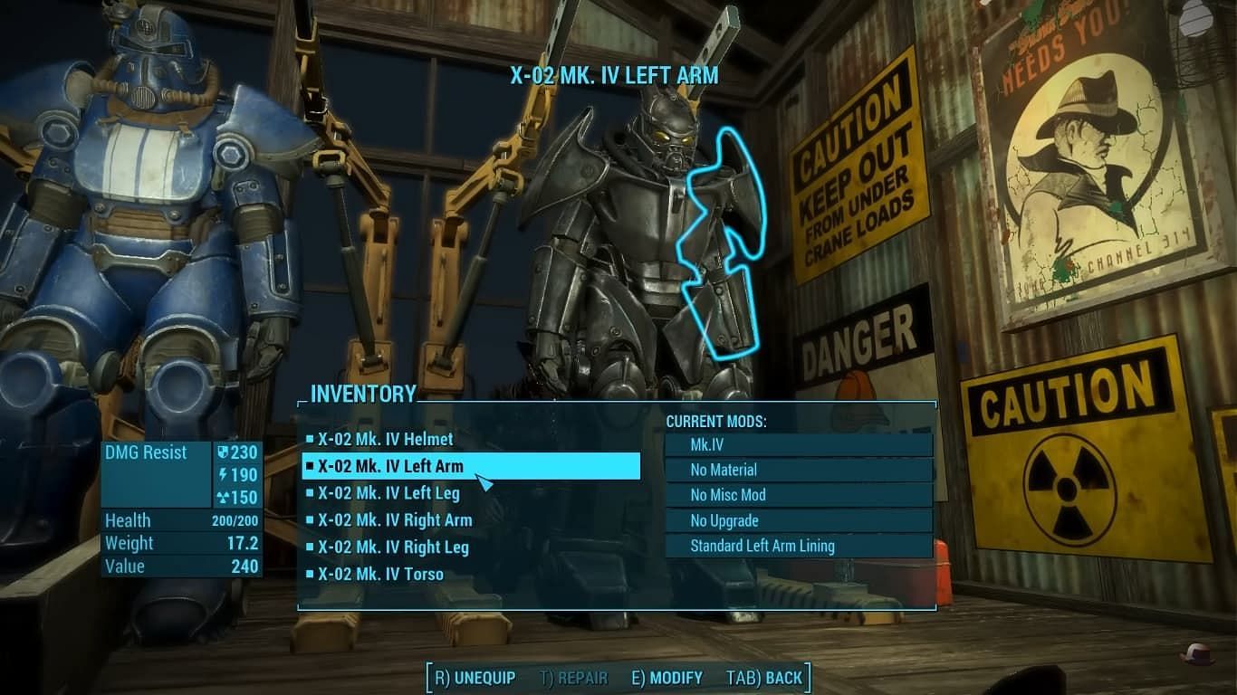 You have to manually upgrade the X-02 Power Armor to get to Mk-VI (Image via Bethesda Softworks)