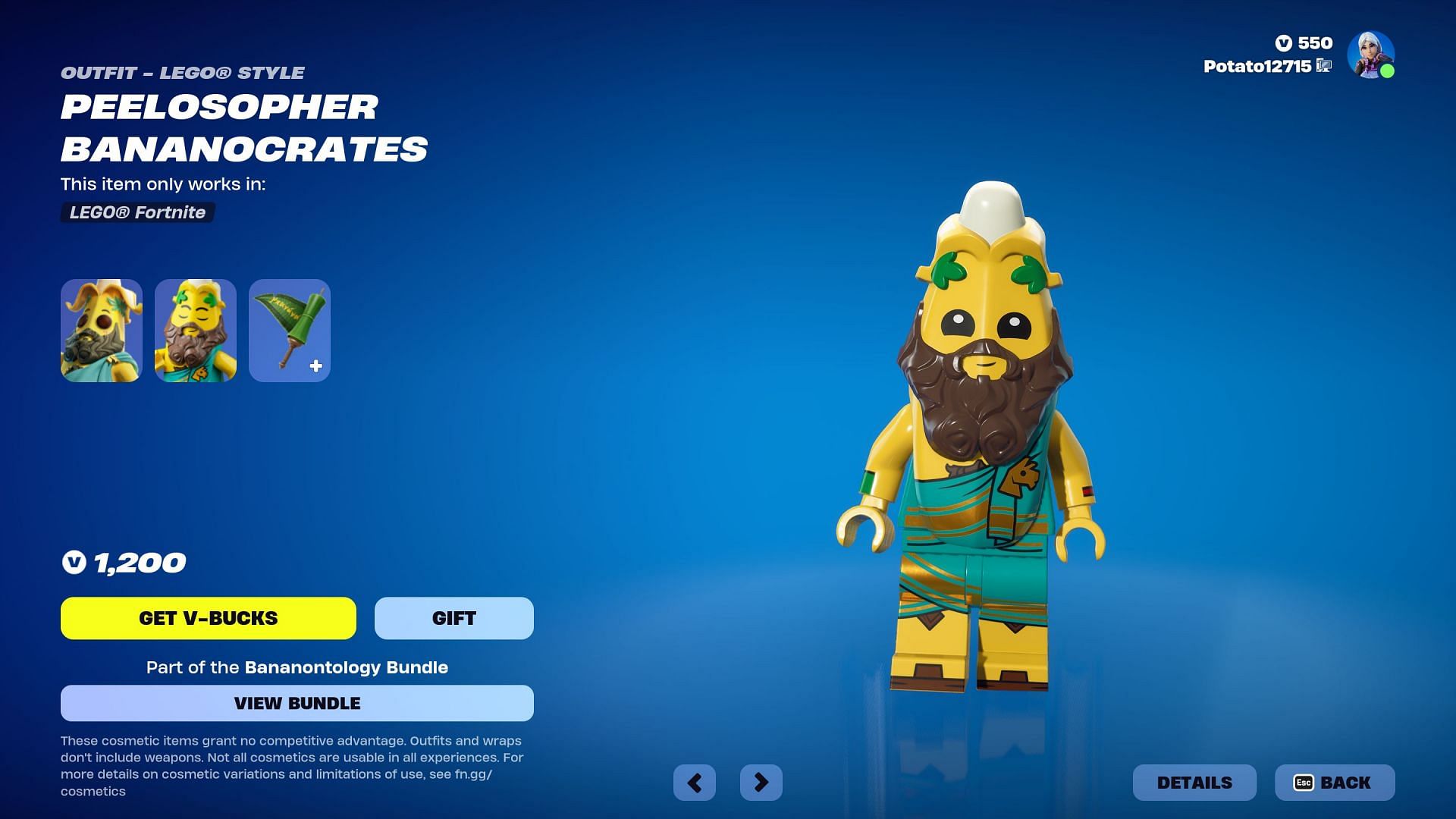 Peelosopher Bananocrates could be listed in the Item Shop until the first week of May (Image via Epic Games/Fortnite)