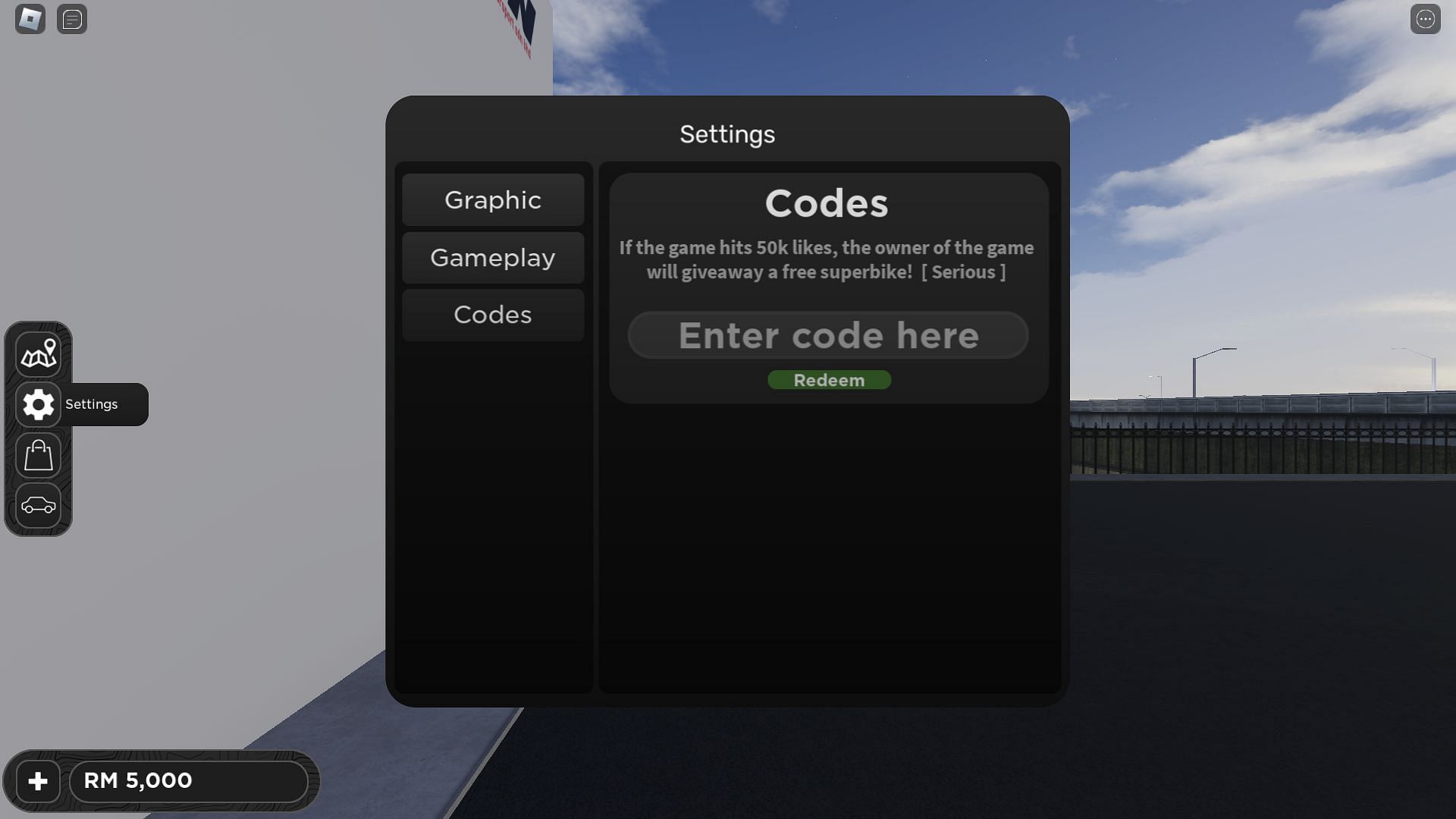 Active codes for The Ride (Image via Roblox)