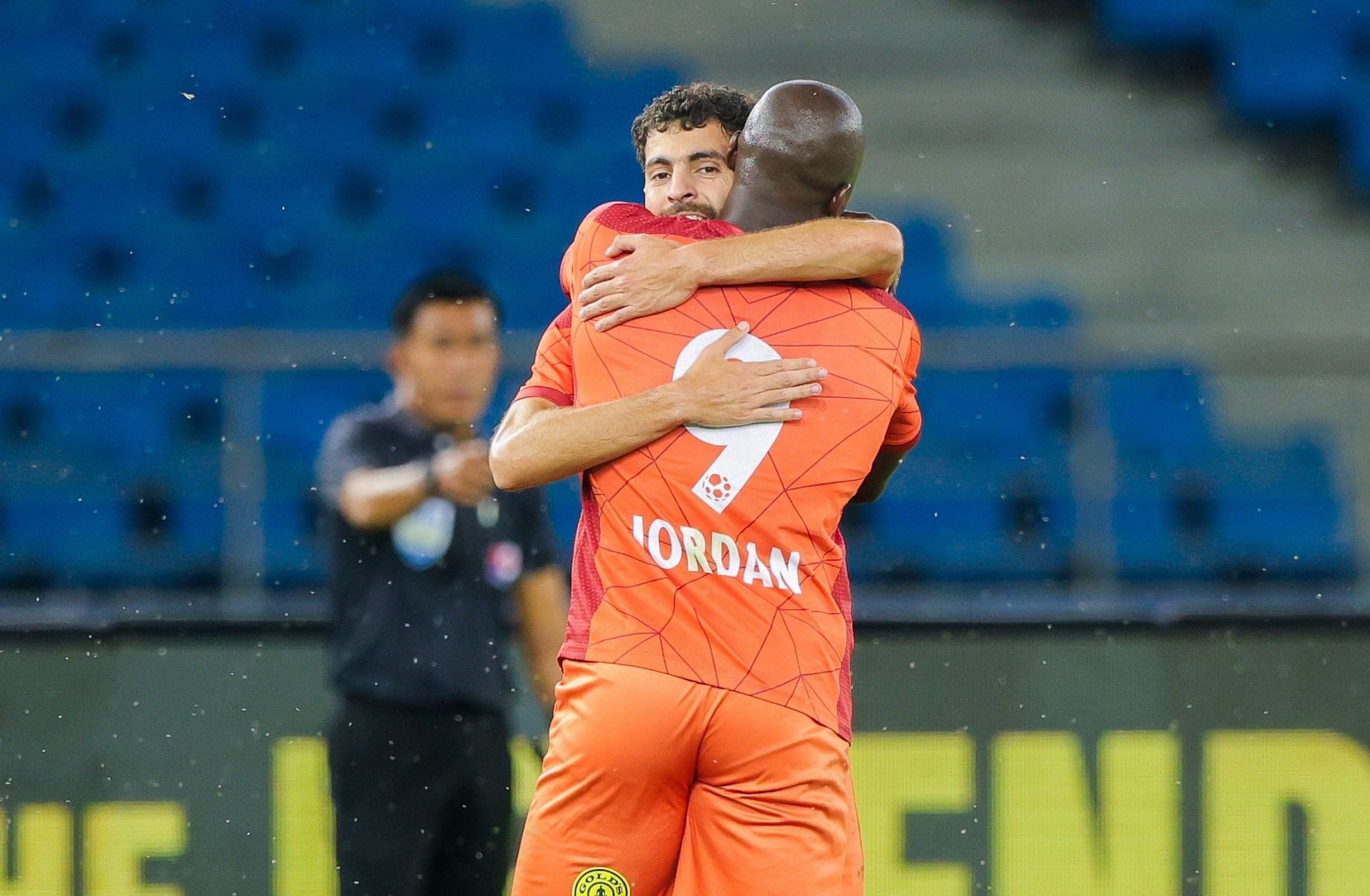 Madih Talal and Wilmar Jordan celebrating their goals against East Bengal FC.