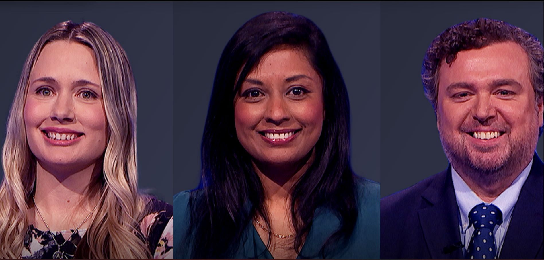 The 3 contestants from Jeopardy! (Image via Jeopardy.com)