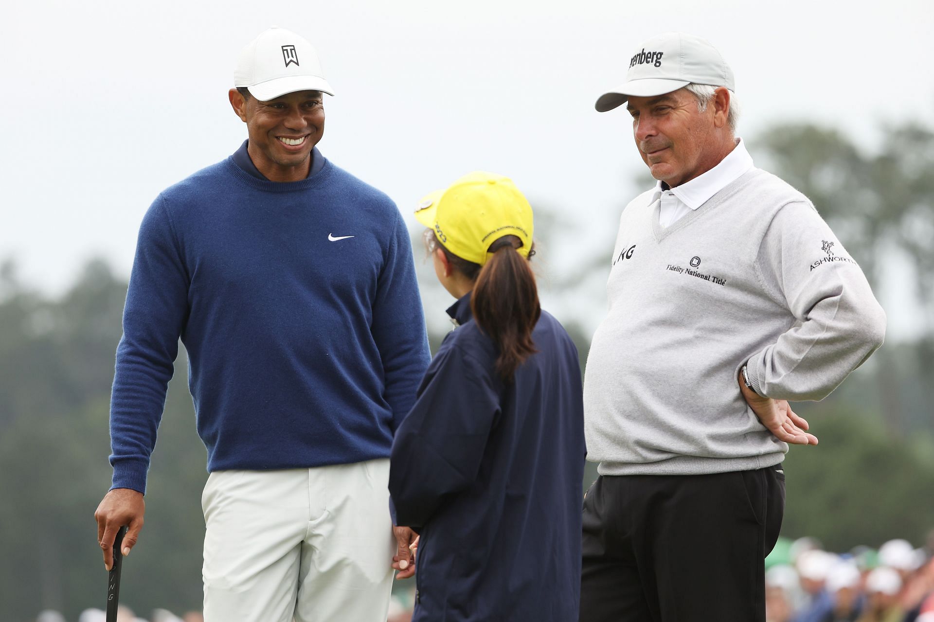 Tiger Woods of the United States and Fred Couples of the United States at the 2023 Masters Tournament at Augusta National Golf Club in Augusta, Georgia. (Photo by Christian Petersen/Getty Images)