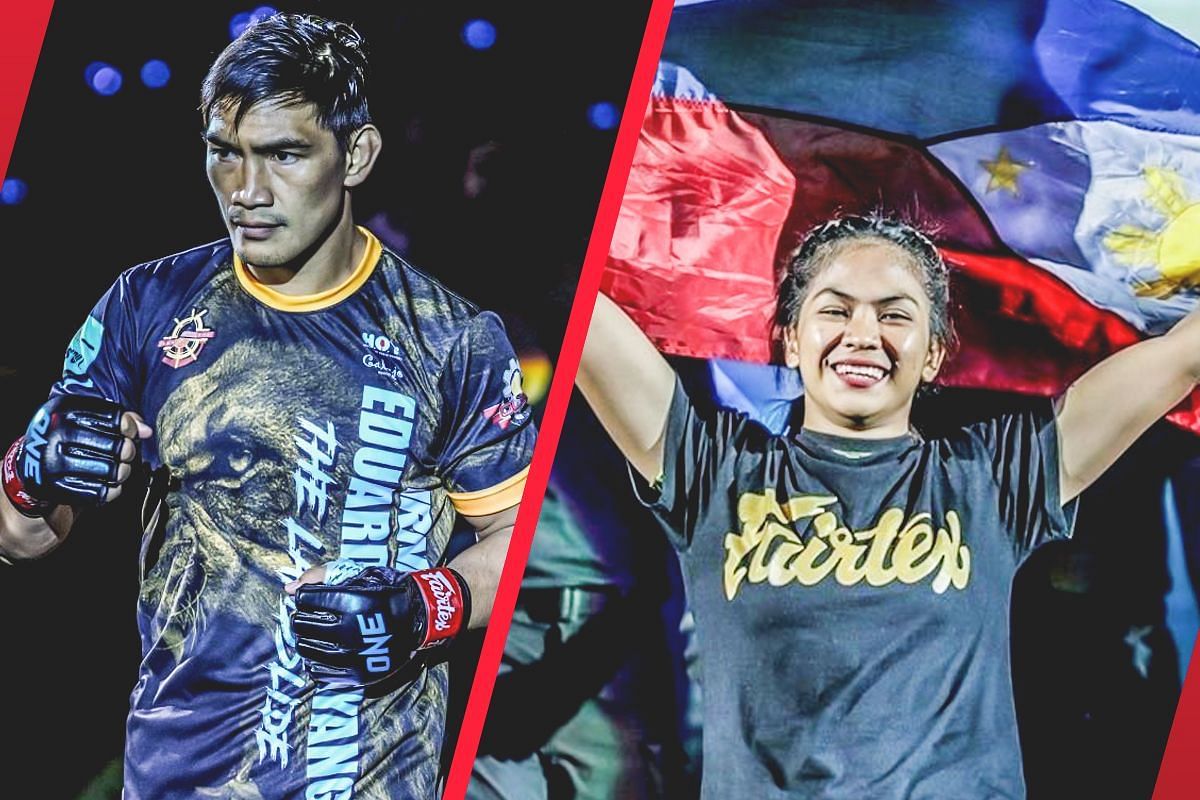 Eduard Folayang (L) keen to see Denice Zamboanga&rsquo;s (R) &lsquo;wrestling and ground game&rsquo; against Stamp. -- Photo by ONE Championship