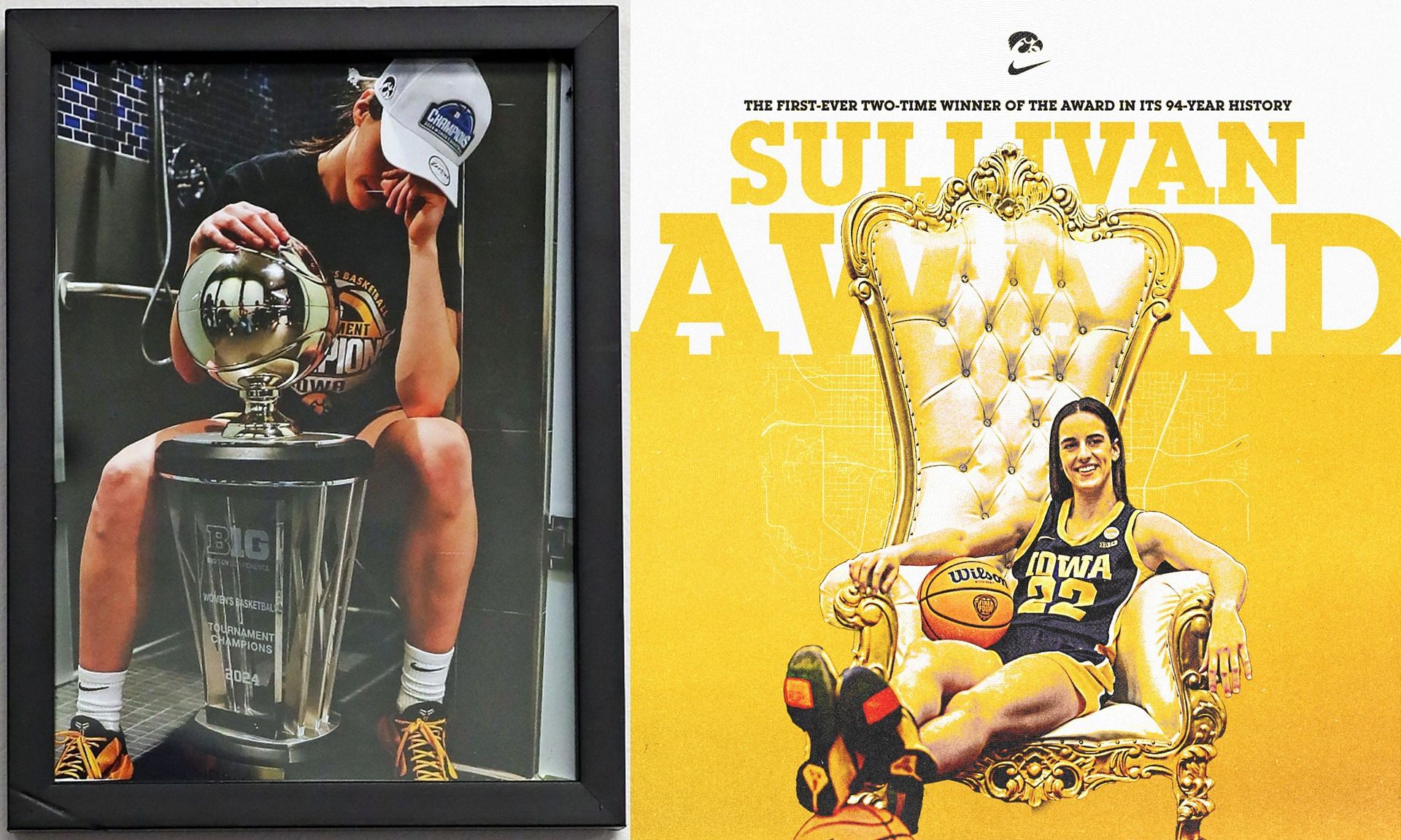 Caitlin Clark achieves the distinction of being the first two-time winner of the Sullivan Award.