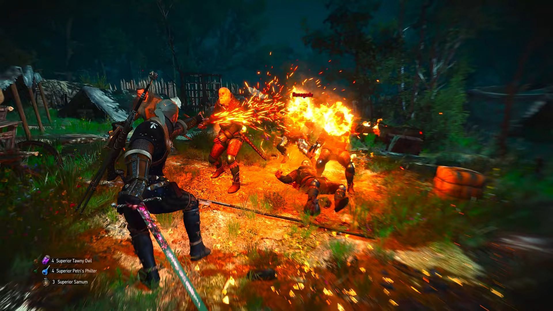 Geralt can cast Igni to release flames from his hands (Image via CD Projekt Red || YouTube/Falcmaan)