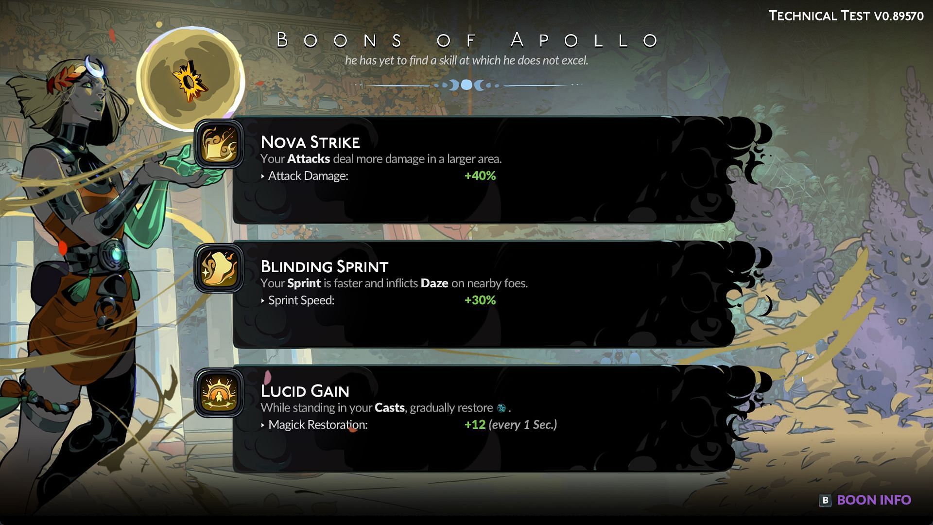 The Boon of Apollo improves Sprint (Image via Supergiant Games)