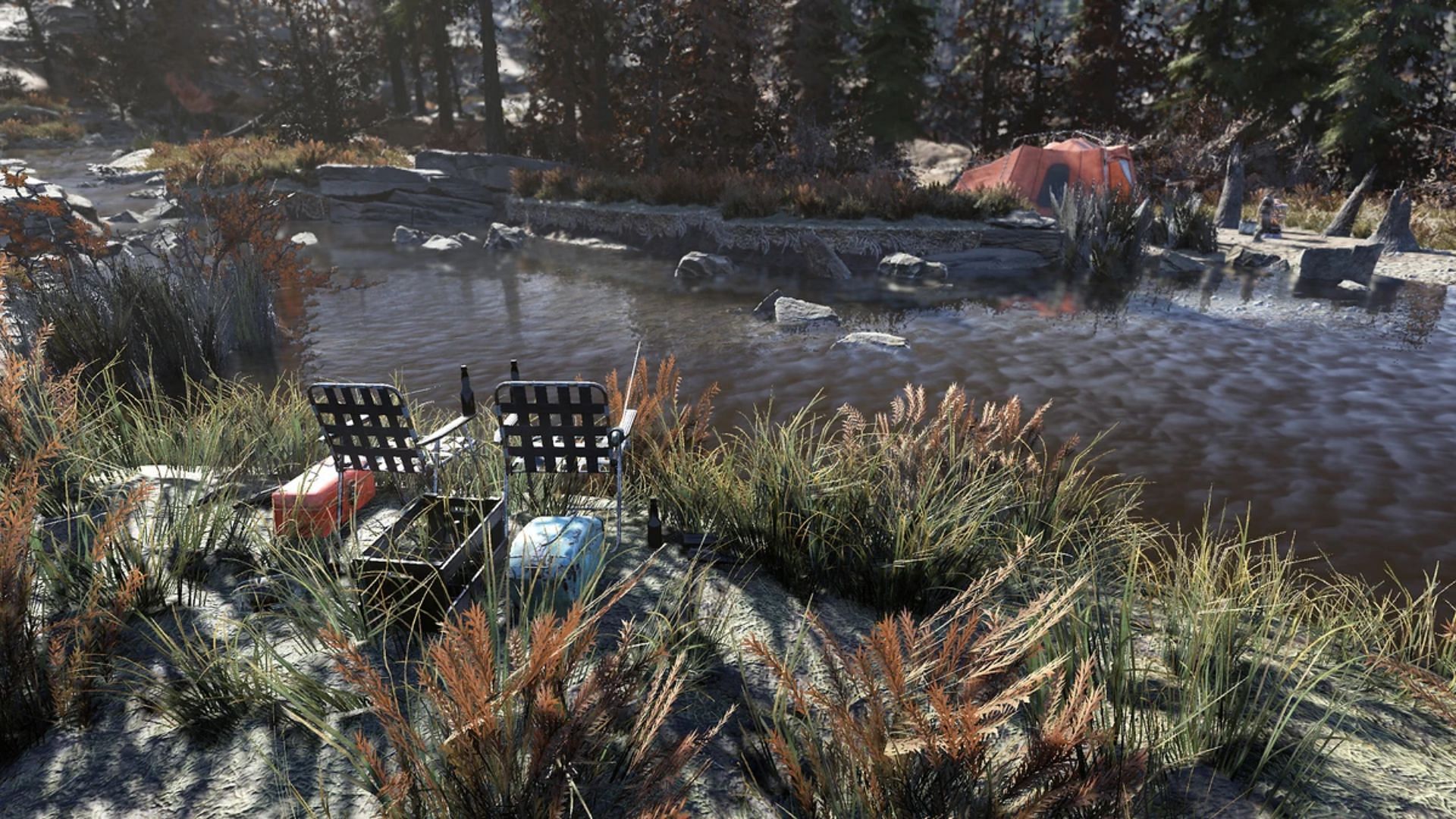 Middle Mountain Lake is a beautiful camping location (Image via Bethesda Game Studios)