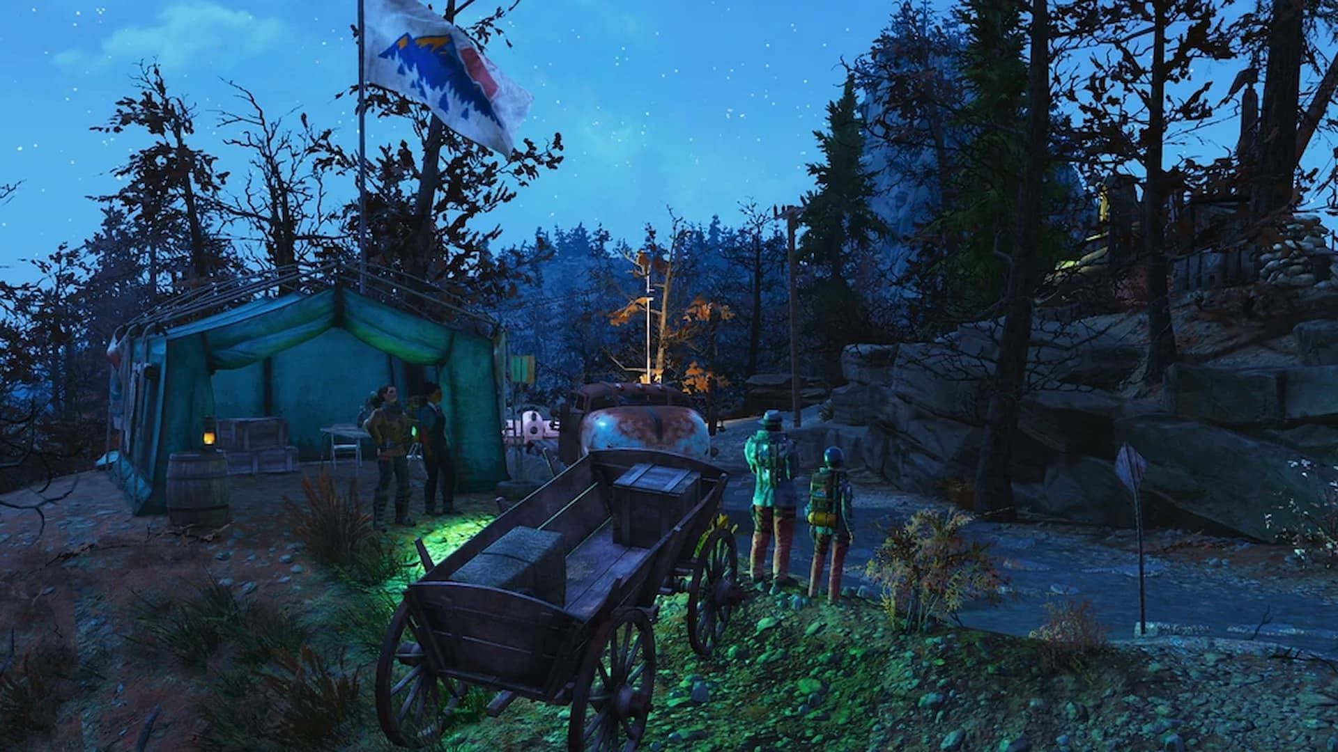 Minerva&#039;s camp at Fort Atlas (Image via Bethesda Game Studios)