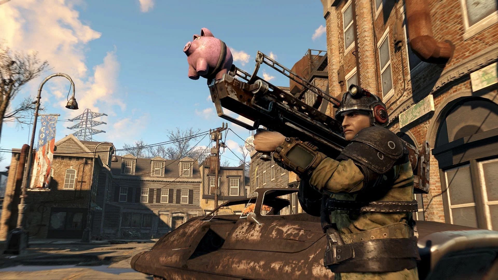 Is the toy piggy launcher worth breaking your Fallout 4 modlist? (Image via Bethesda Softworks)