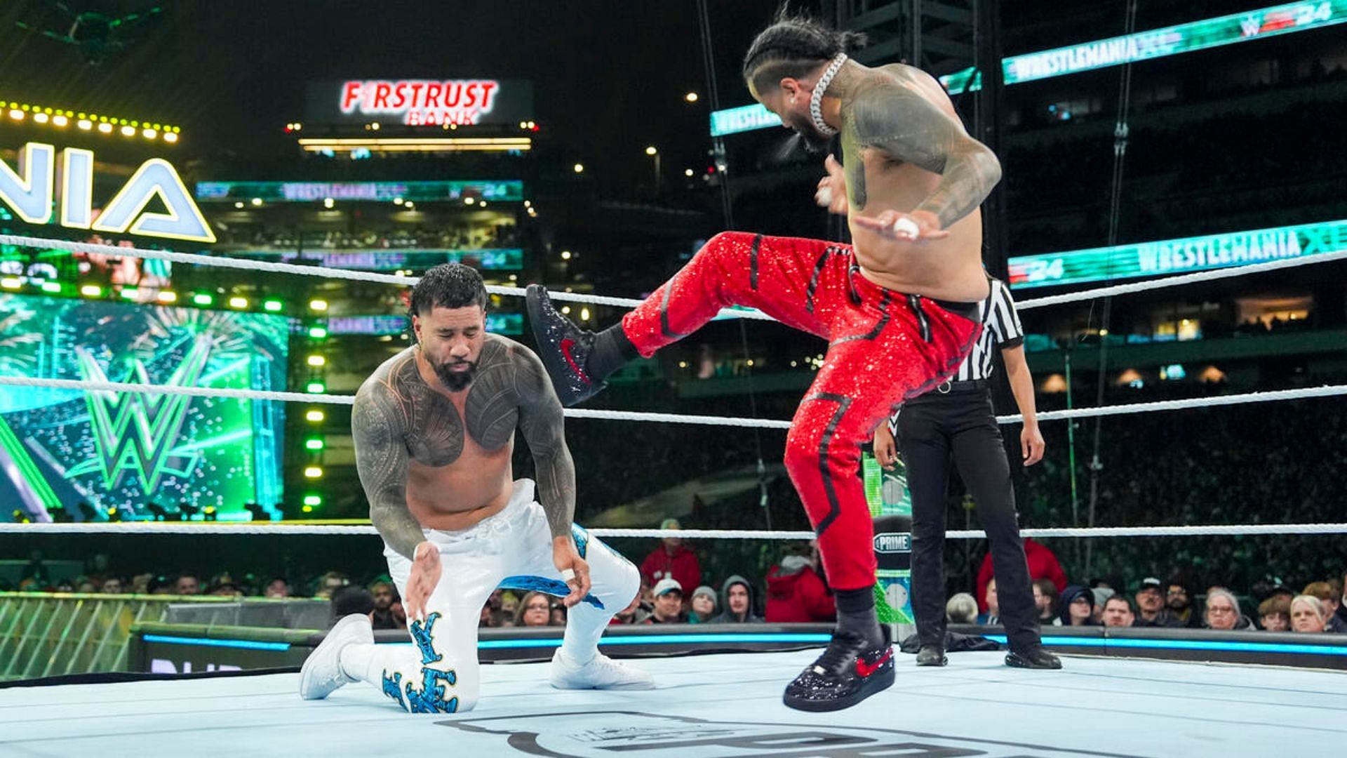 The Usos faced each other at WrestleMania XL [Image via WWE.com]