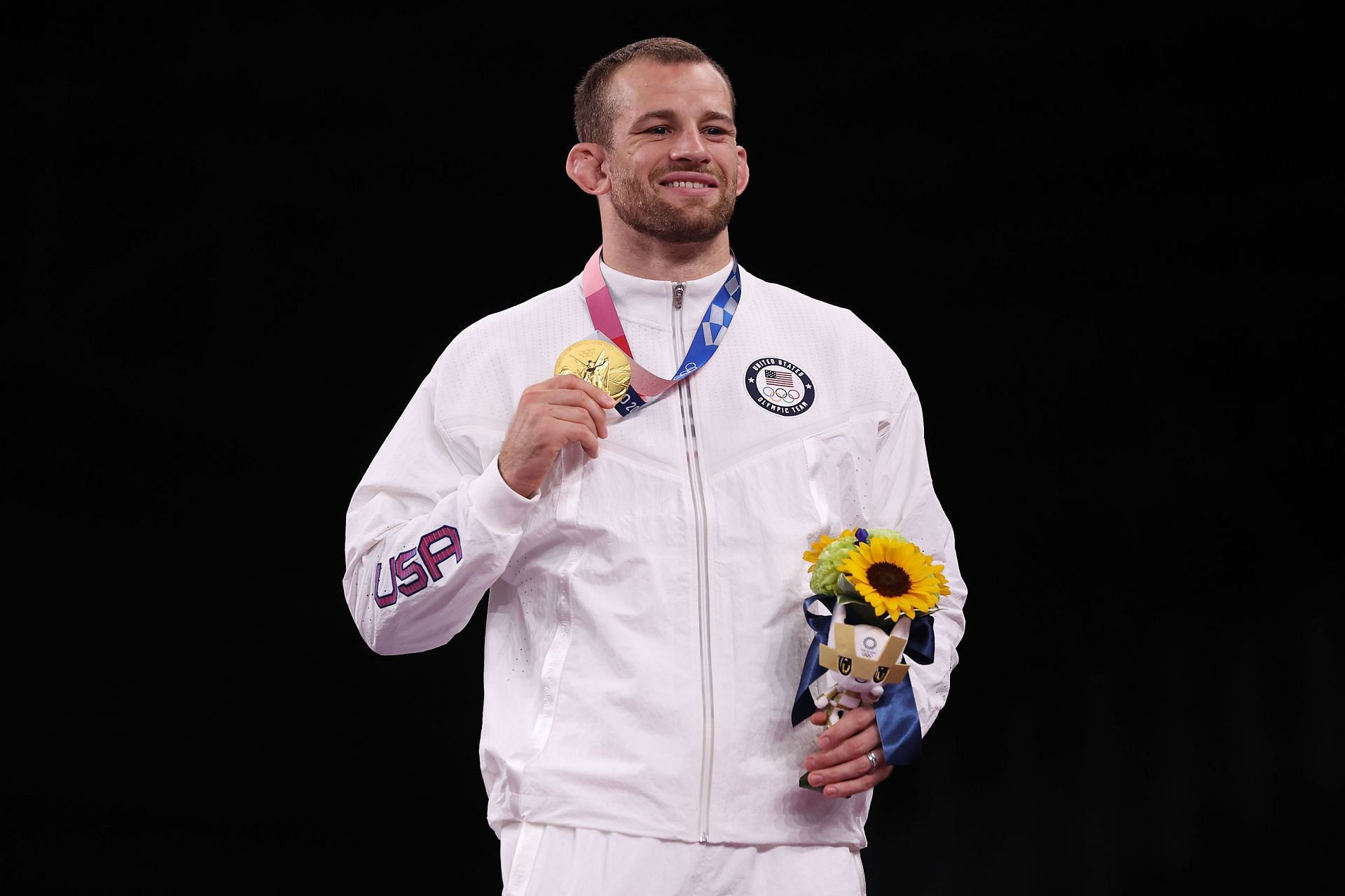David Taylor poses with his medal during the Victory Ceremony at the Tokyo 2020 Olympic Games. (Photo by Maddie Meyer/Getty Images)