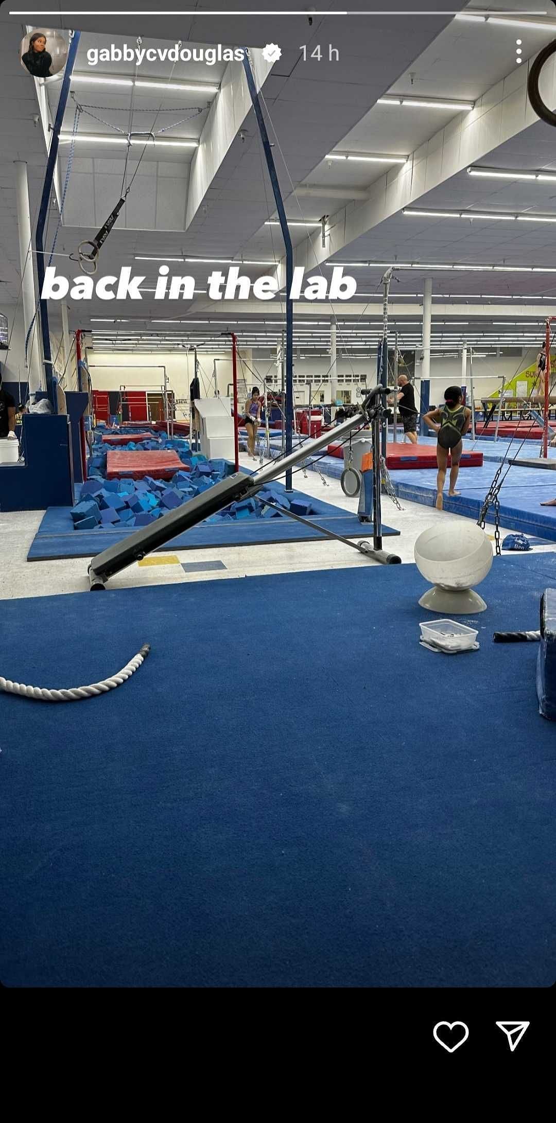 Gabby Douglas gets back to the gym