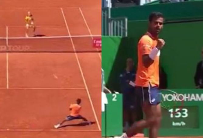 [Watch] Sumit Nagal celebrates after winning a set against World No. 7 Holger Rune at Monte-Carlo Masters 2024