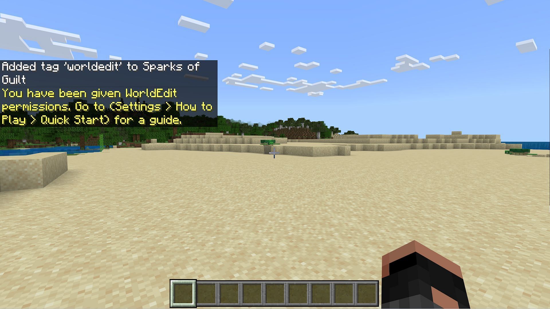 Testing the tag command is the easiest way to make sure the addon is working (Image via Mojang)