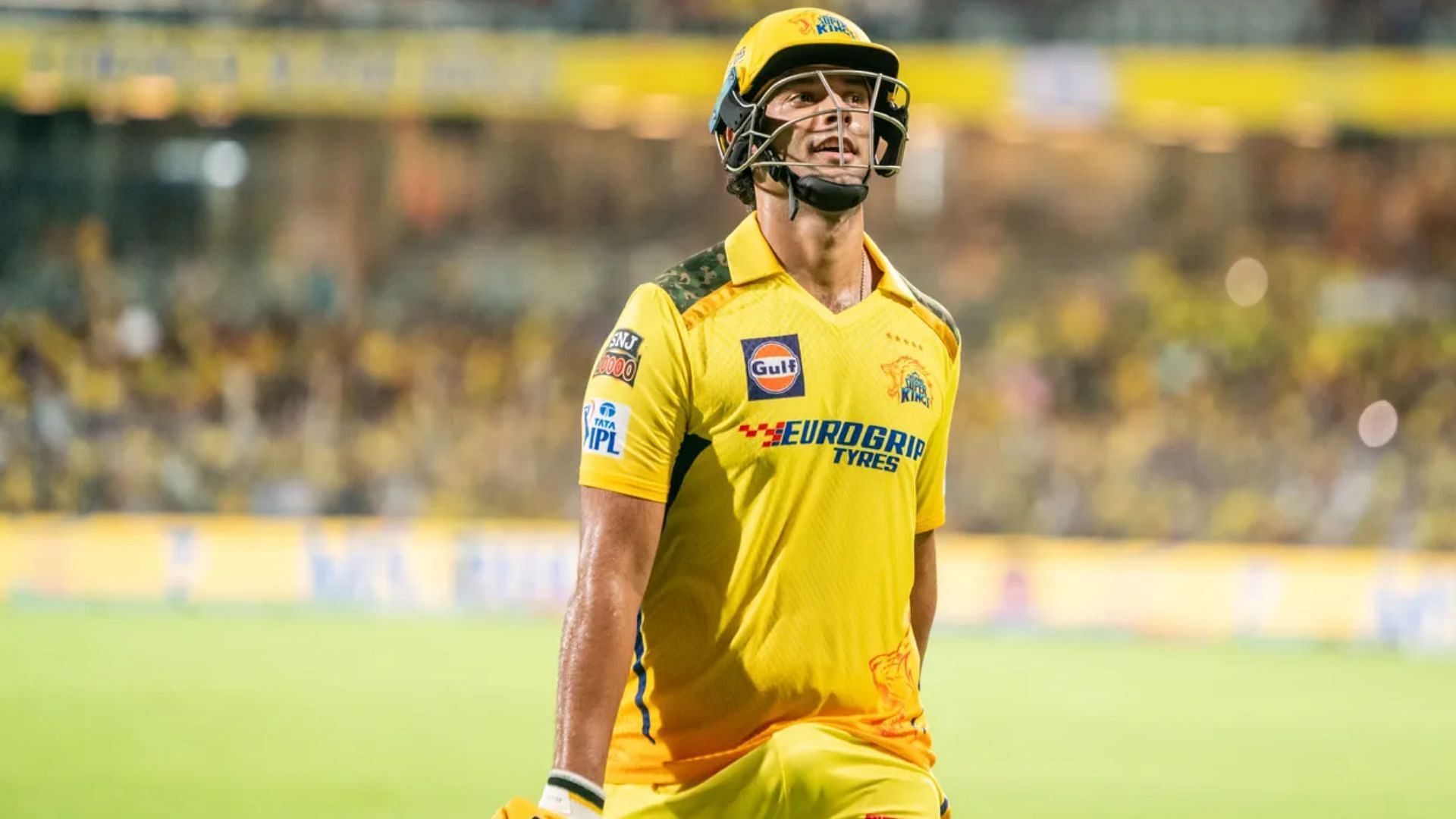 Shivam Dube walks out to the pavilion (Credits: IPL)