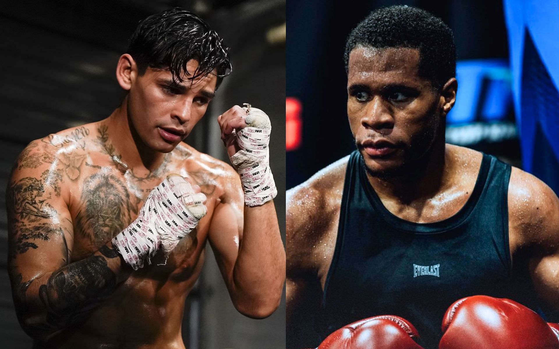 Ryan Garcia (left) warned by Eddie Hearn ahead of his clash with Devin Haney (right) on April 20th [Images Courtesy: @GettyImages and @realdevinhaney on Instagram]