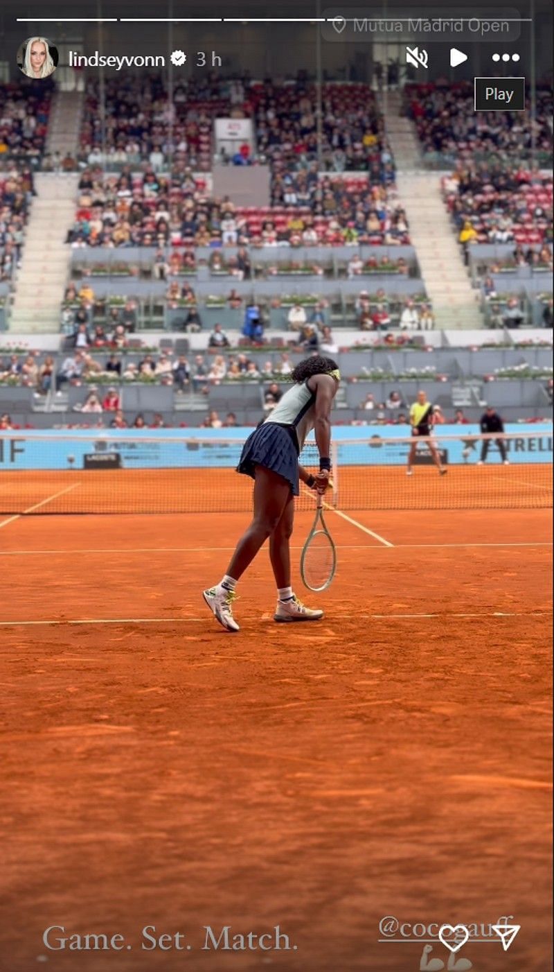 Lindsey Vonn cheering for Coco Gauff