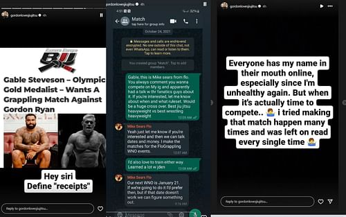 Screenshot of Ryan's response to Gable Stevenson on Instagram