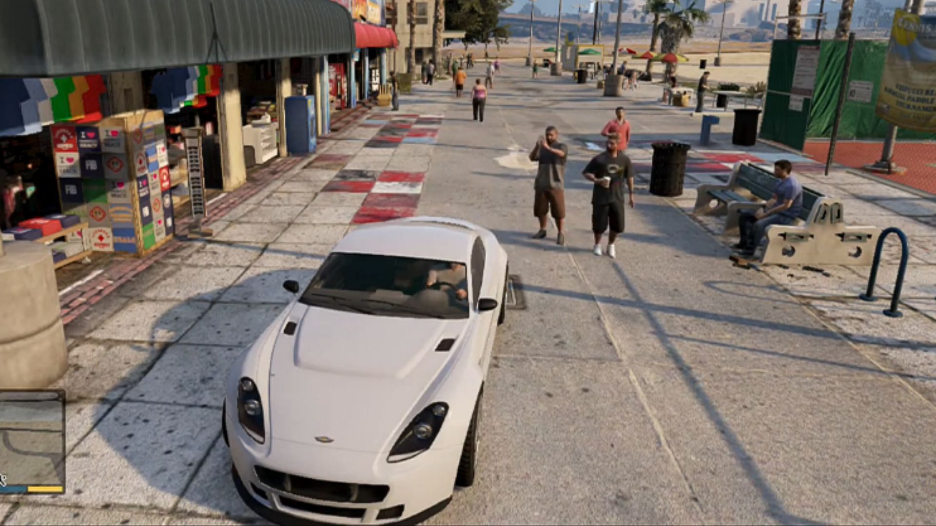 NPC photographing a player&#039;s car (Image via YouTube/ohDovah)