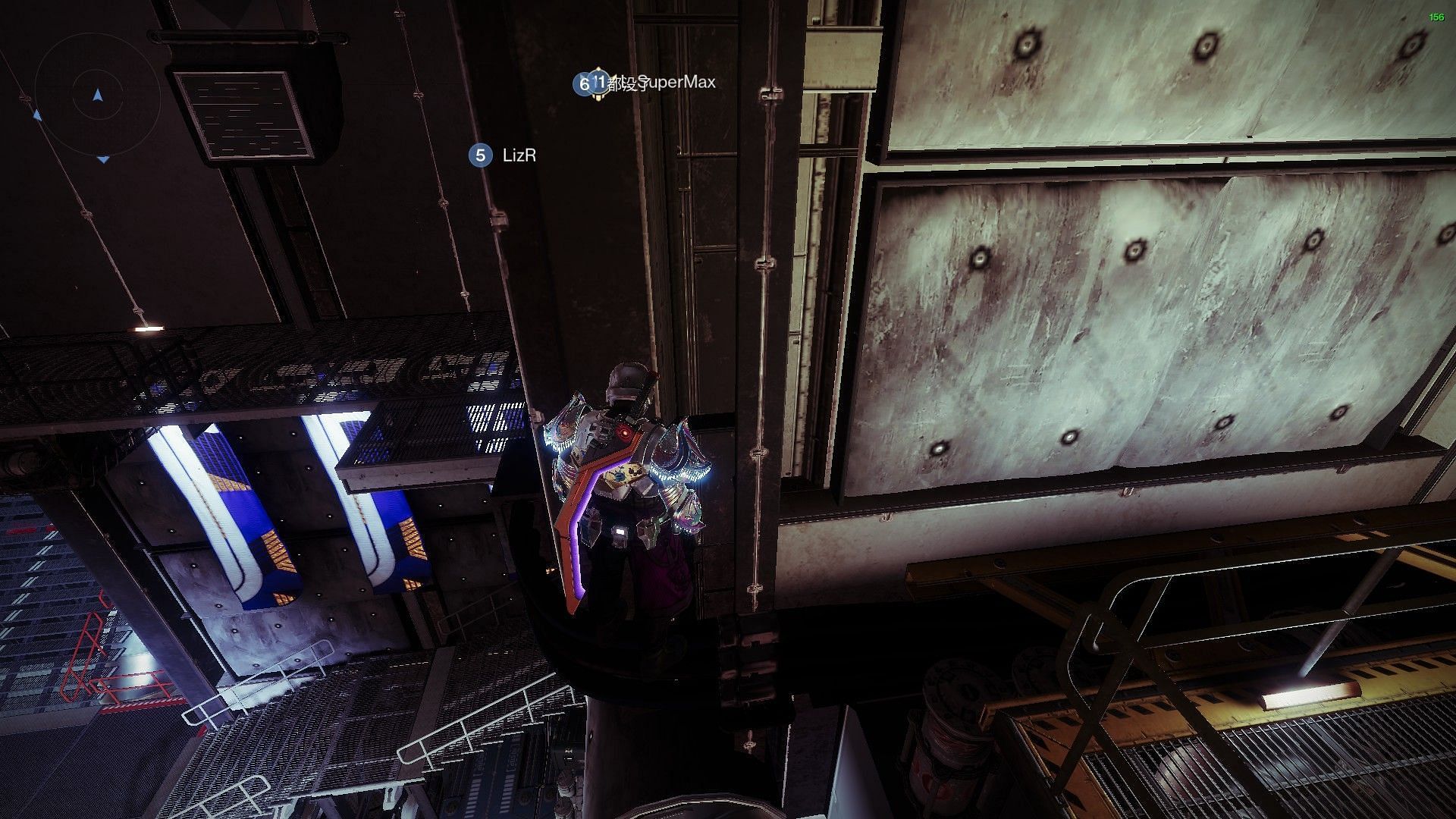 Jumping on the wires at Hangar (Image via Bungie)