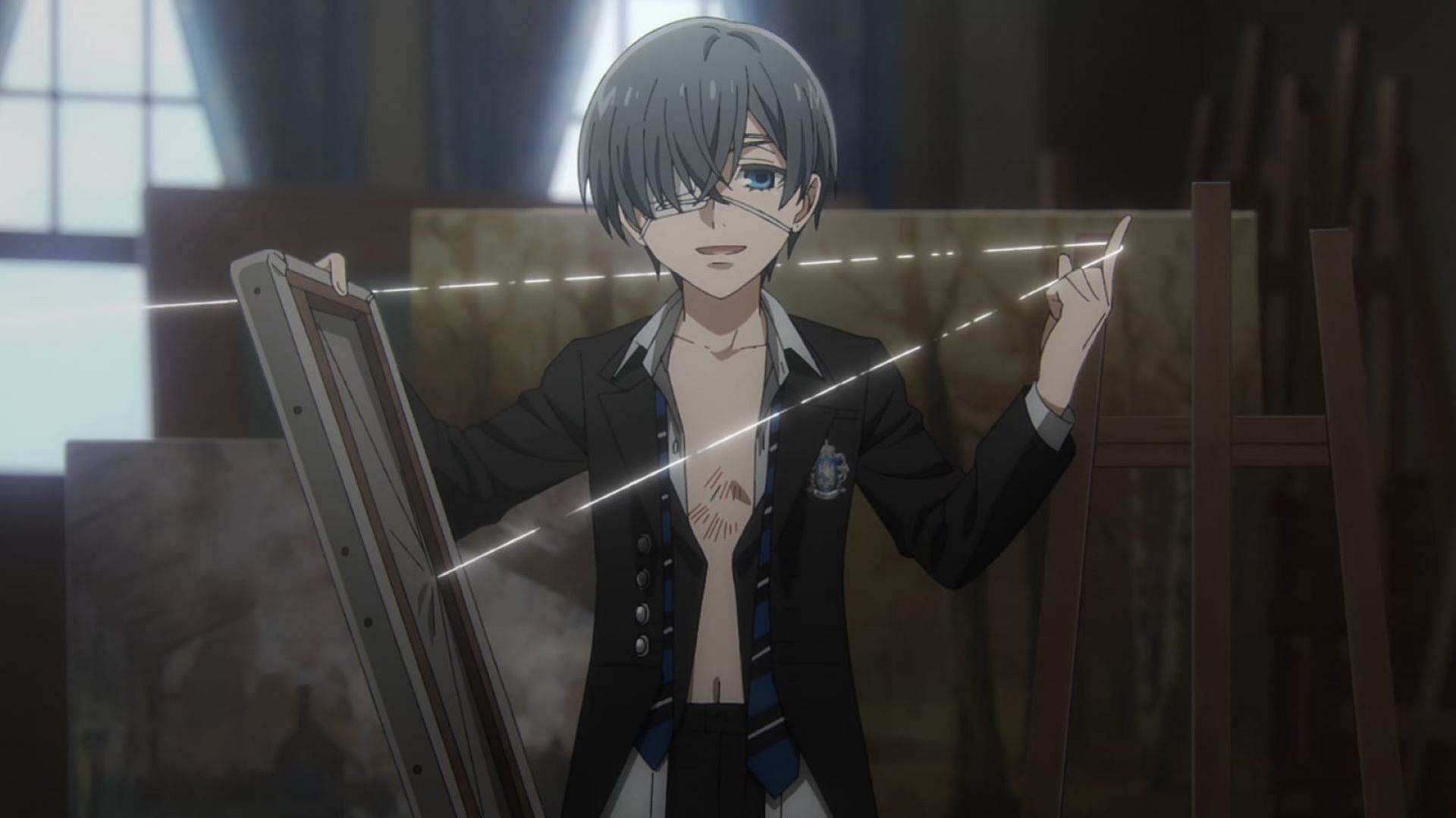 Ciel reveals the wire trick to Maurice (Image via Cloverworks)