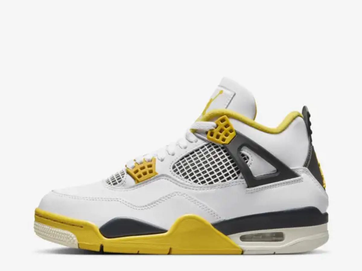 Women&#039;s Air Jordan 4 &quot;Vivid Sulphur&quot; sneakers (Image via Nike)