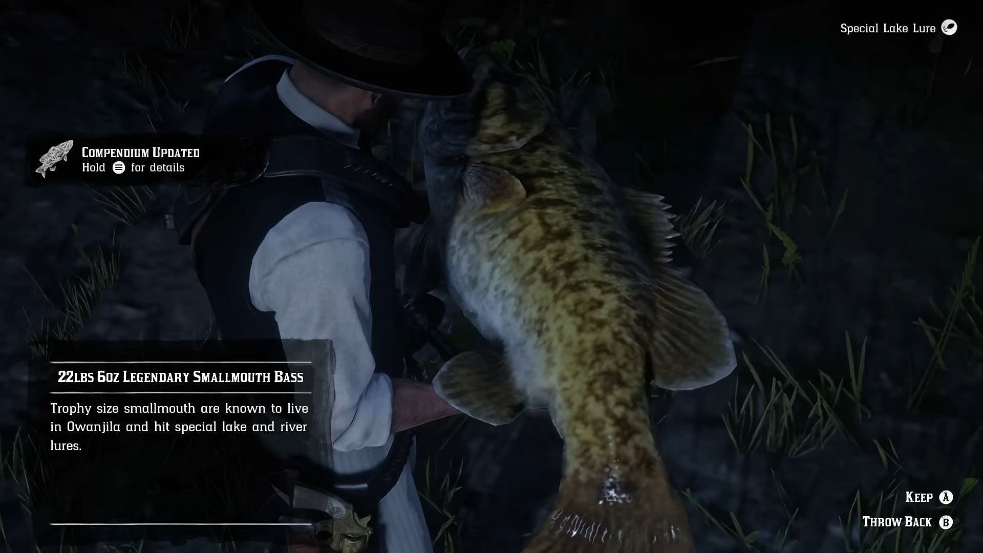 The Legendary Smallmouth Bass can be hard to catch (Image via Rockstar Games || YouTube/Reptac)
