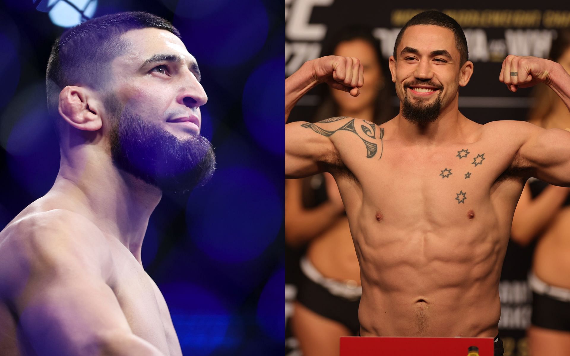 Khamzat Chimaev (left) is set to take on Robert Whittaker (right) at UFC Saudi Arabia [Image via: Getty Images] 