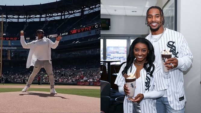 (PHOTOS): Simone Biles, Jonathan Owens throw out first pitch at White Sox game after safety's $4,750,000 deal with Bears