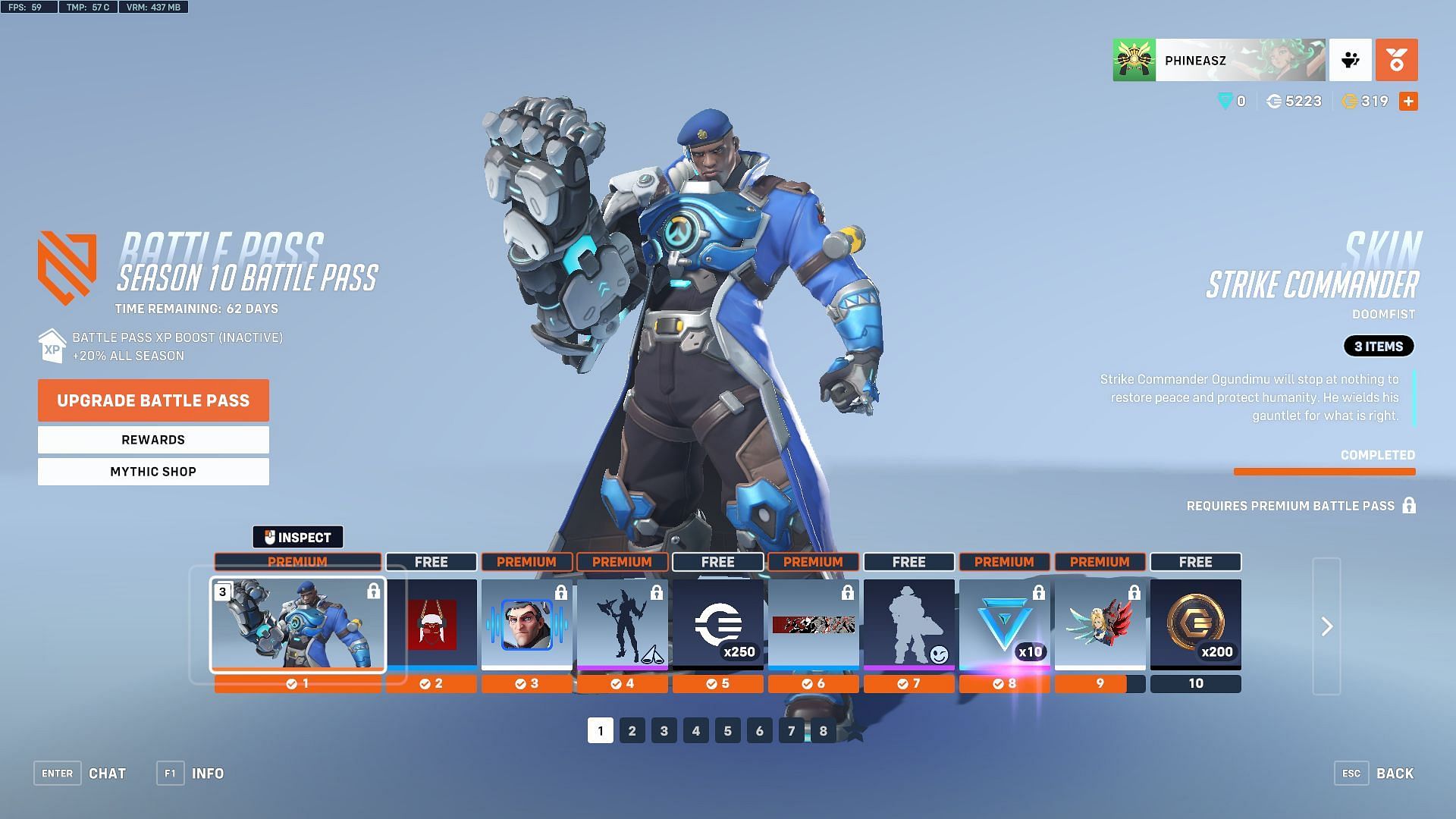 A look at the Overwatch 2 Season 10 Battle Pass (Image via Blizzard)