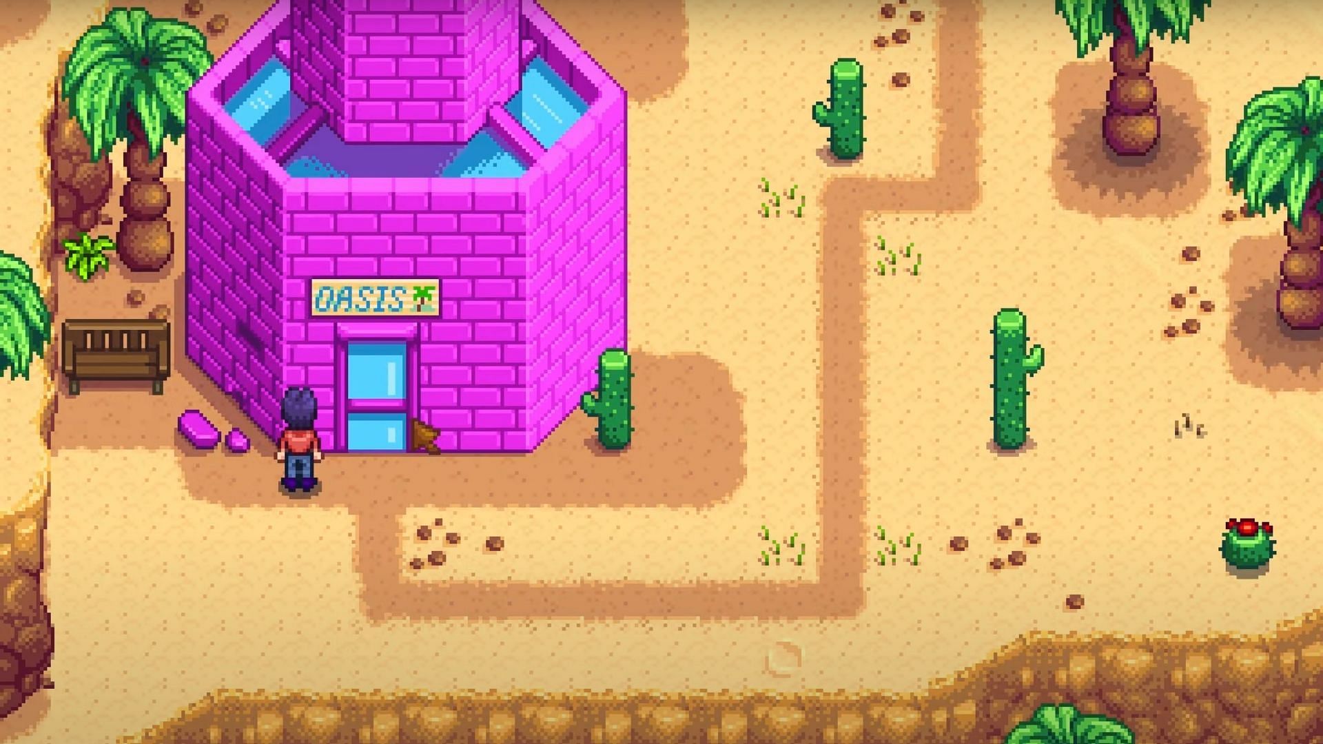 Starfruit seeds can be purchased from Sandy at the Oasis (Image via ConcernedApe || YouTube/@Ubisen Games)