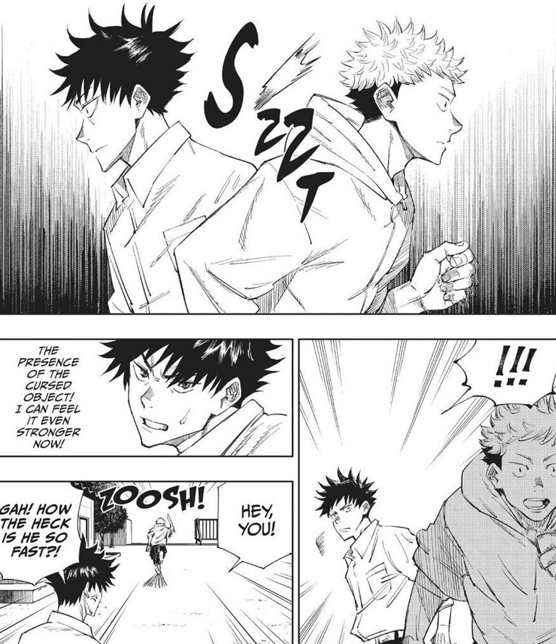 Megumi notices Yuji for the first time in Jujutsu Kaisen (Image via Gege Akutami, Shueisha)