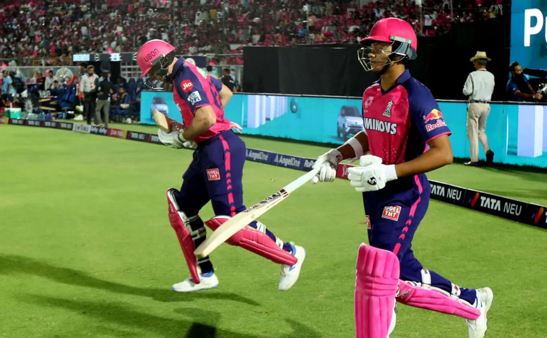 Yashasvi Jaiswal with his opening partner Jos Buttler. (Image: BCCI)