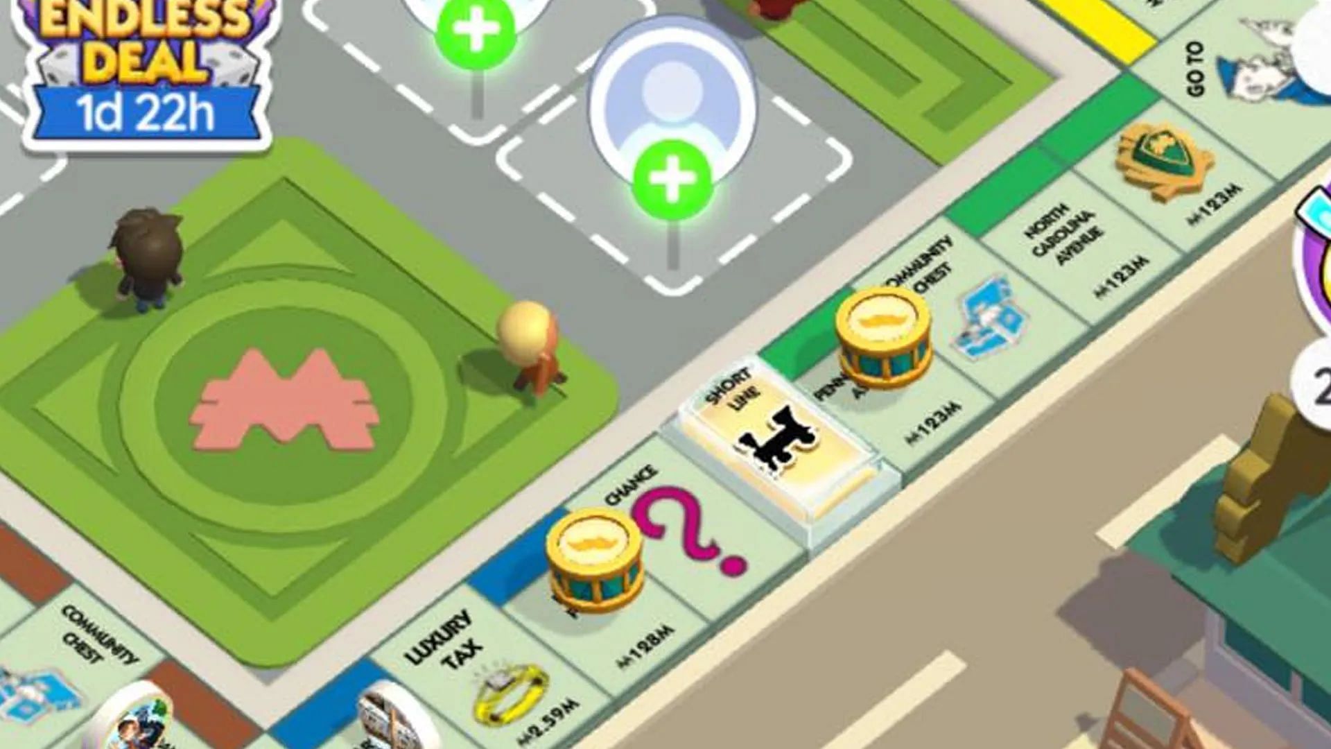 Drum tokens are featured on different board tiles (Image via Scopely)