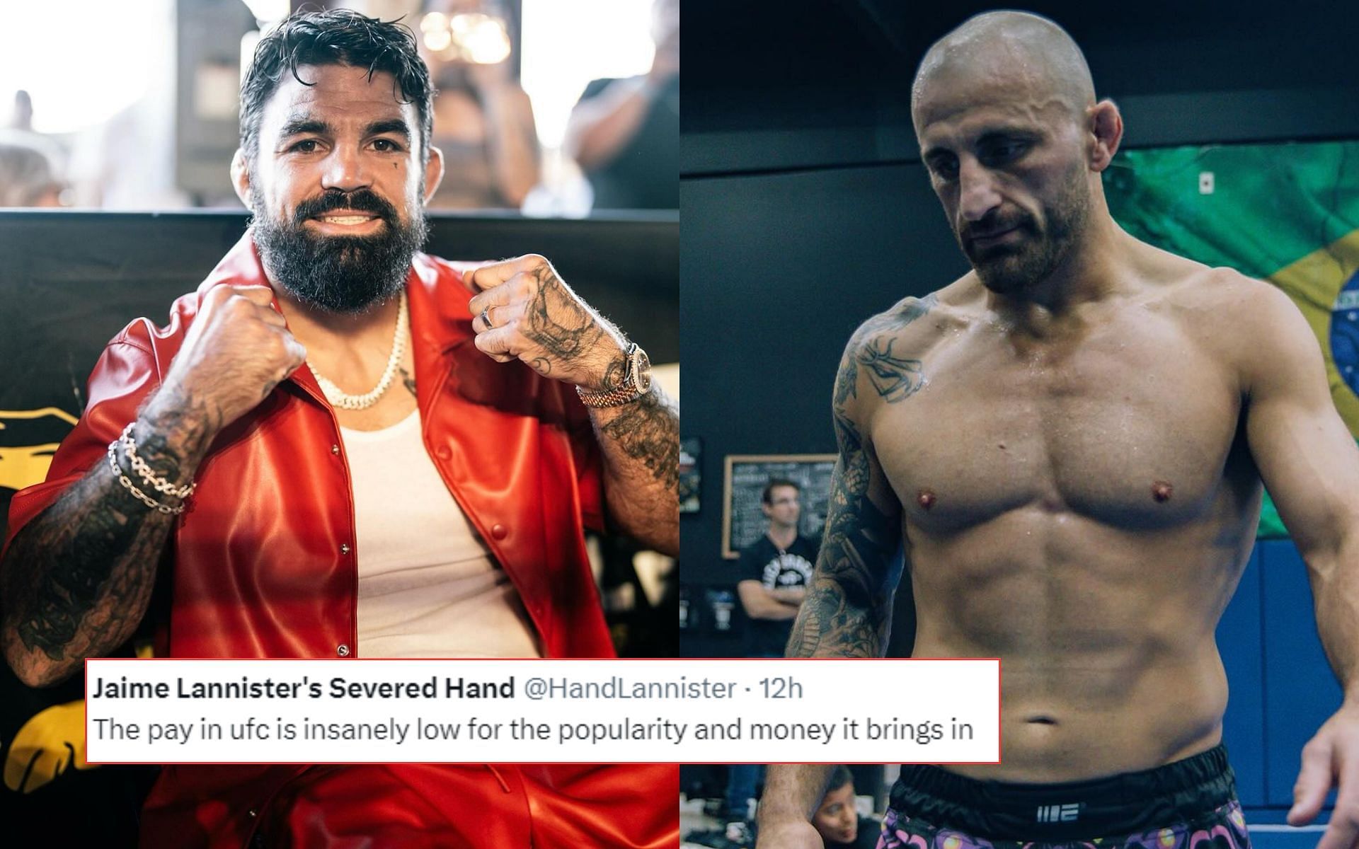 Mike Perry (left) bags payday close to Alexander Volkanovski