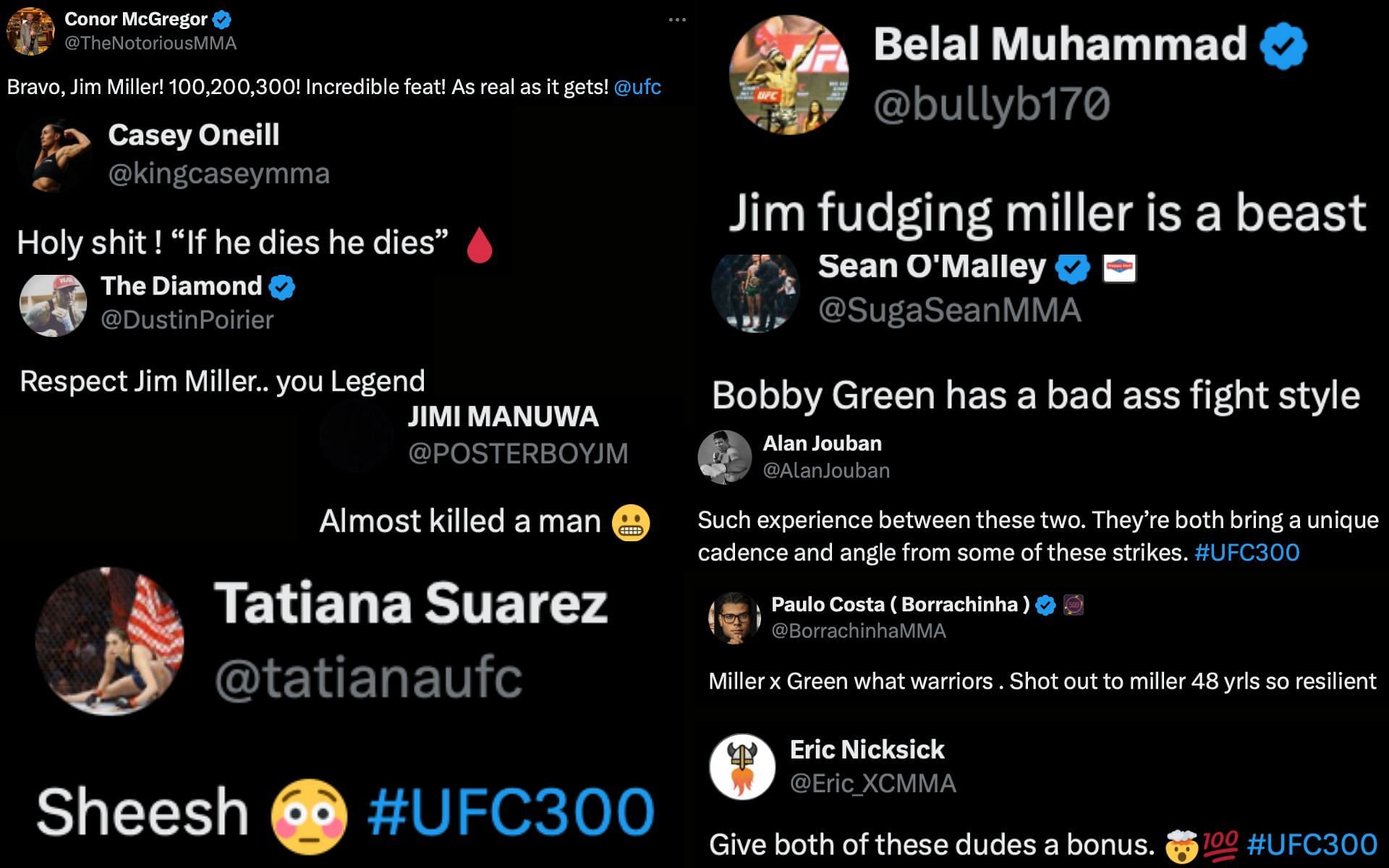 Fighters react to Jim Miller&#039;s performance at UFC 300. [via X]