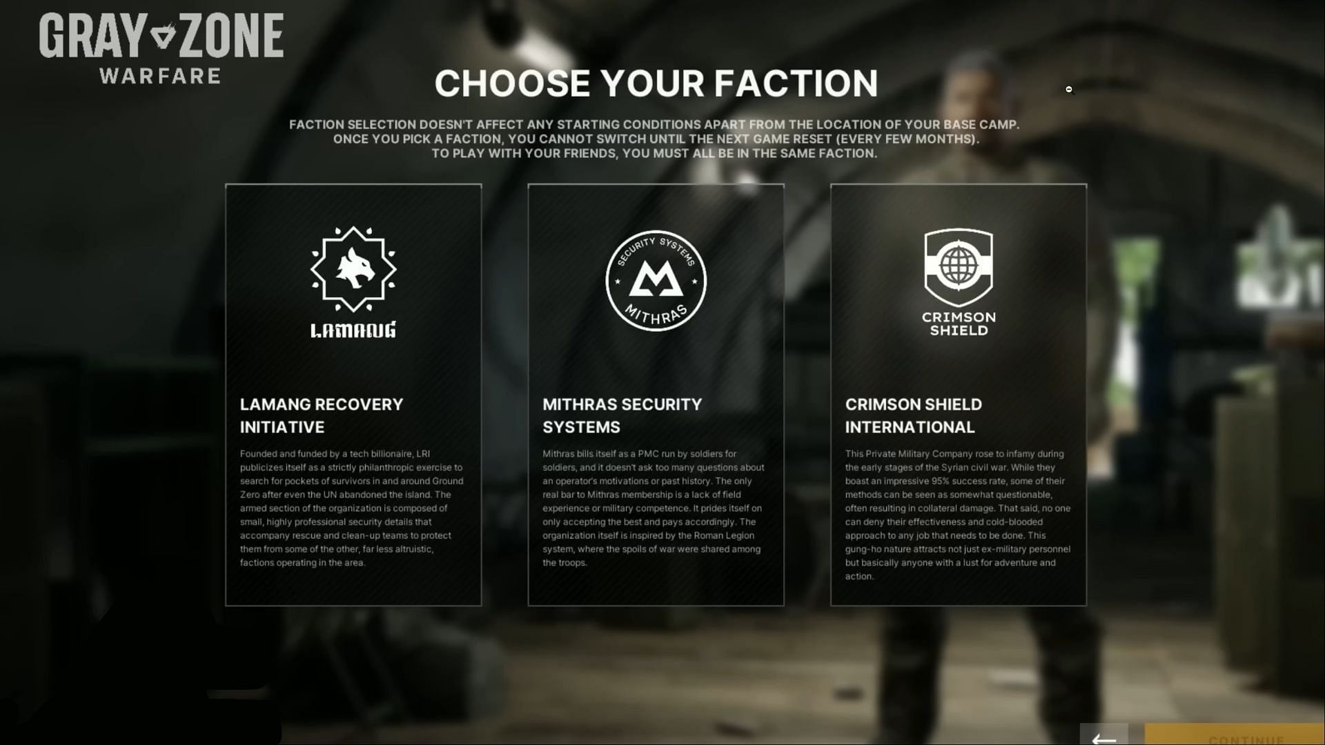 Factions in Gray Zone Warfare (Image via Madfinger Games)