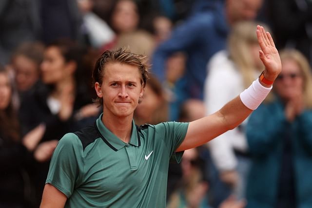 Korda pictured wearing an orange-strapped Richard Mille watch at the 2024 Monte-Carlo Masters