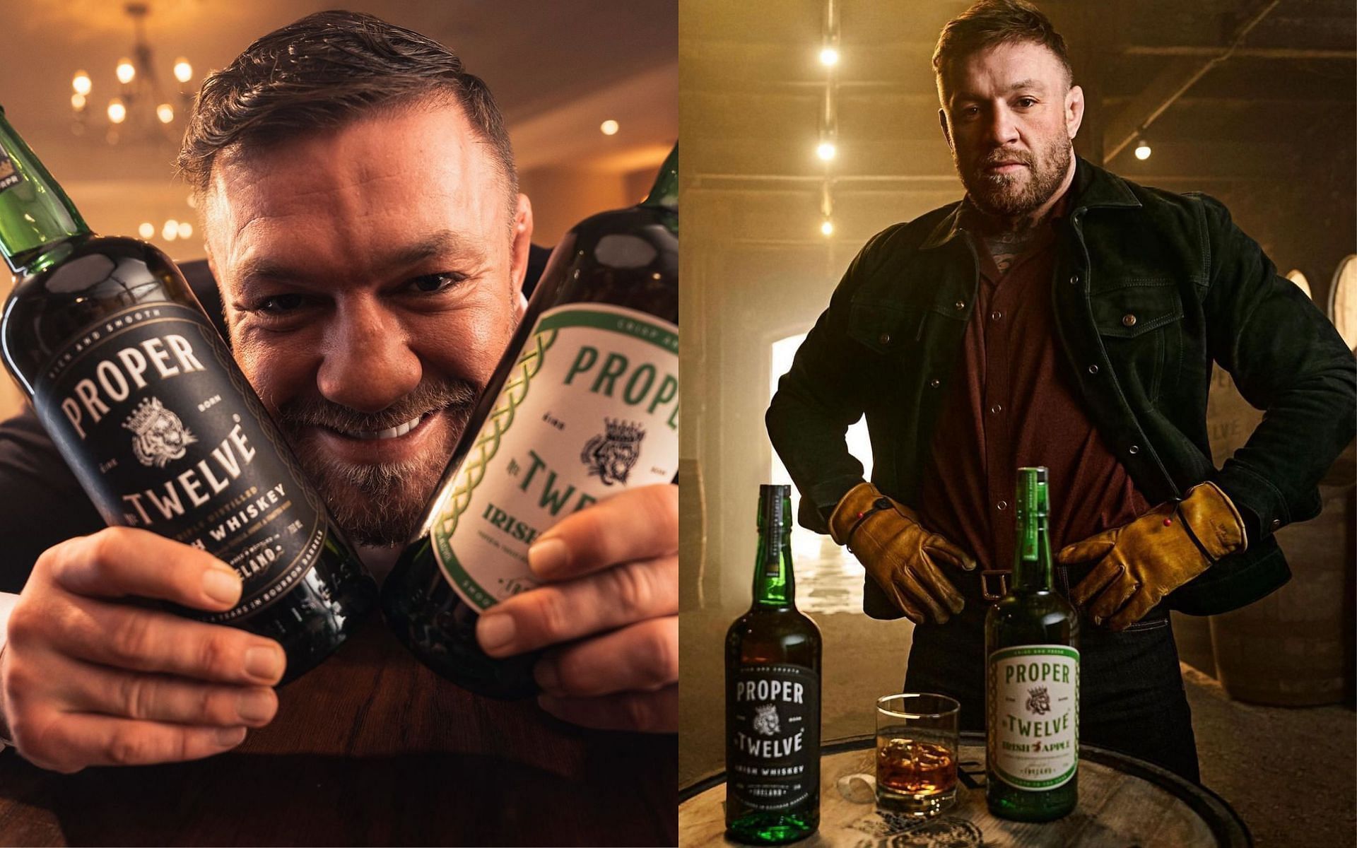 Conor McGregor (left and right) is known to be tremendously passionate about his Proper 12 whiskey [Images courtesy: @thenotoriousmma on Instagram]