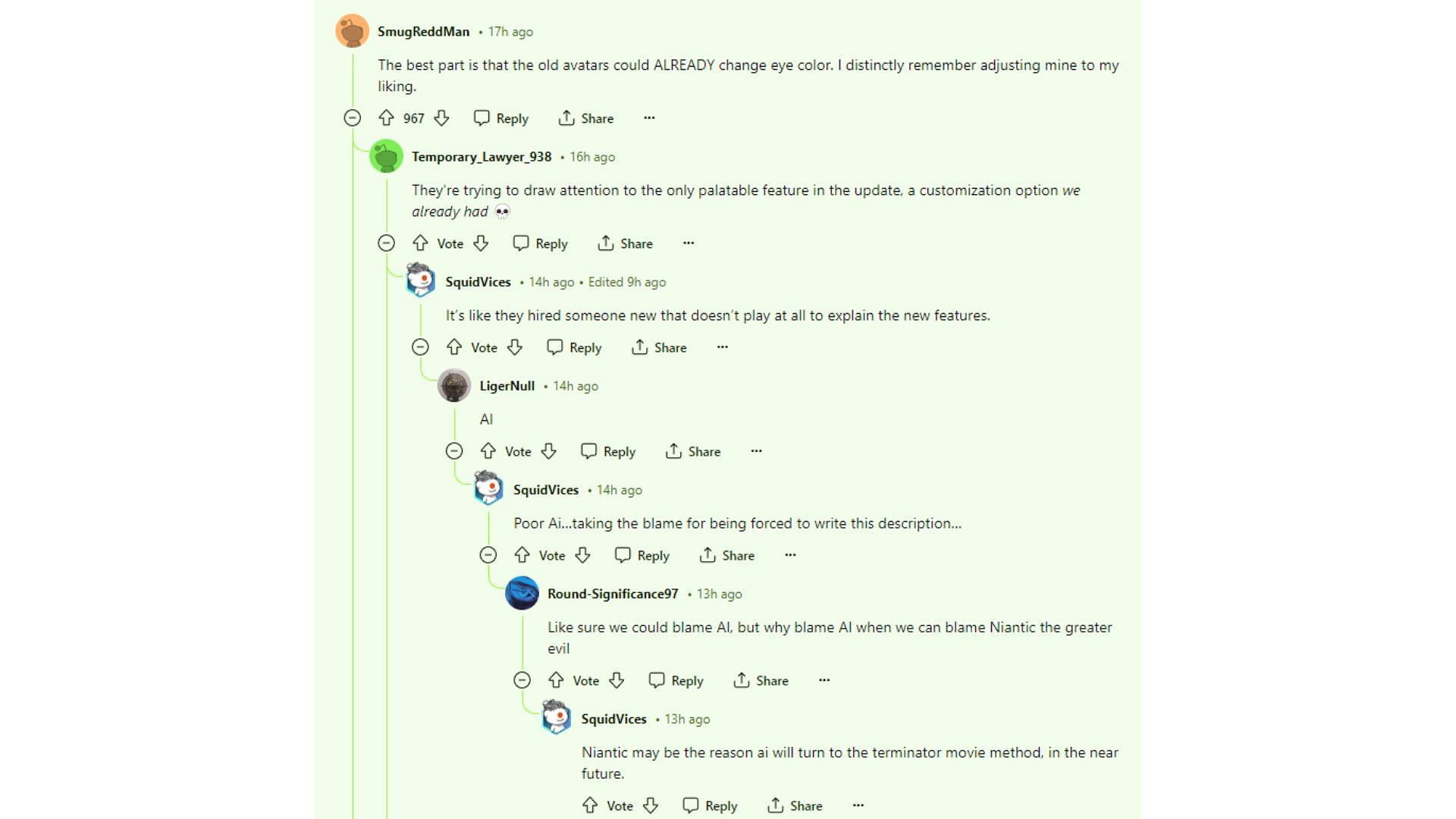 The Reddit post started a heated discussion regarding Pokemon GO&#039;s recent update (Image via Reddit)