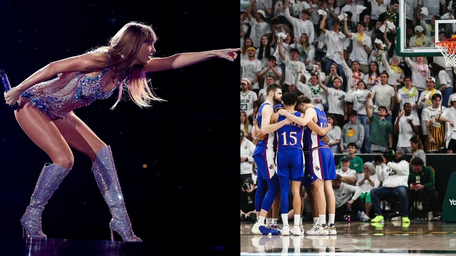 Musician Taylor Swift and the Kansas basketball team