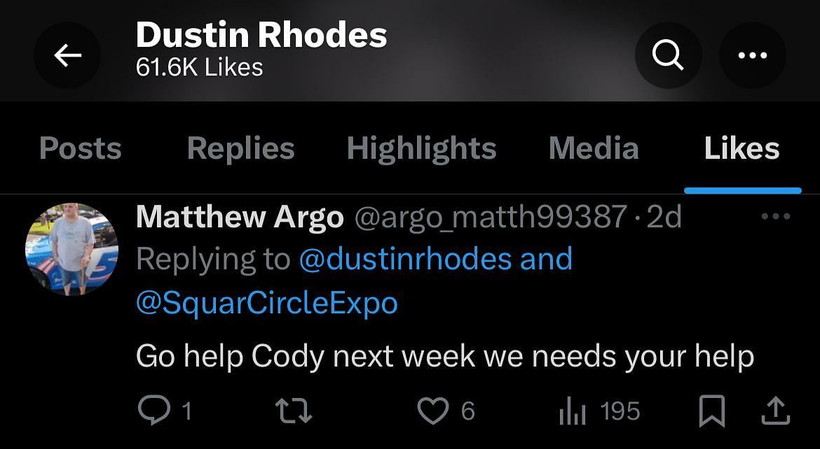 Dustin Rhodes liked the tweet
