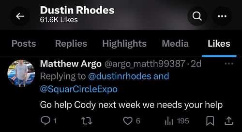 Dustin Rhodes liked the tweet