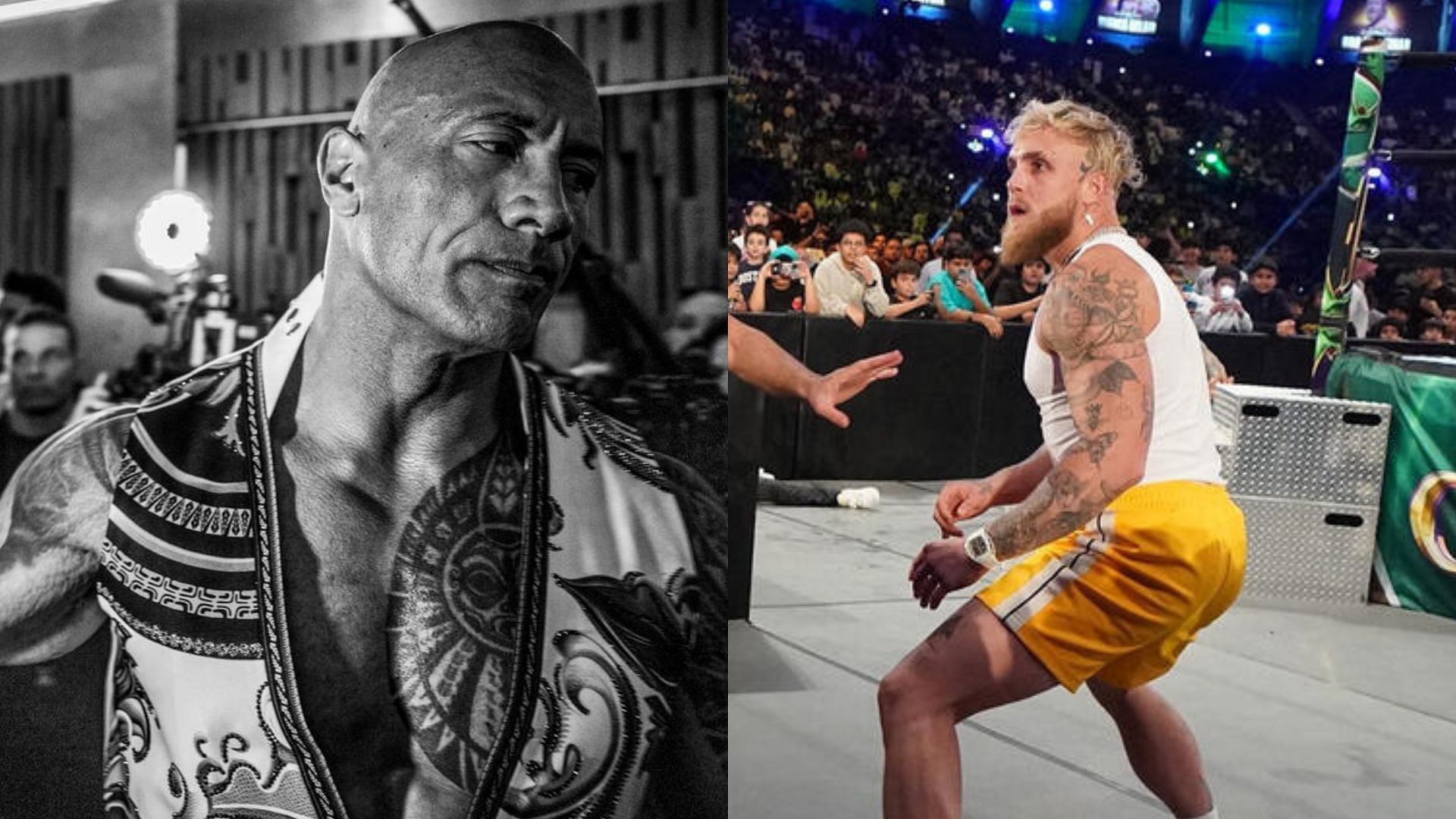The Rock and Jake Paul caught up backstage at WrestleMania 40