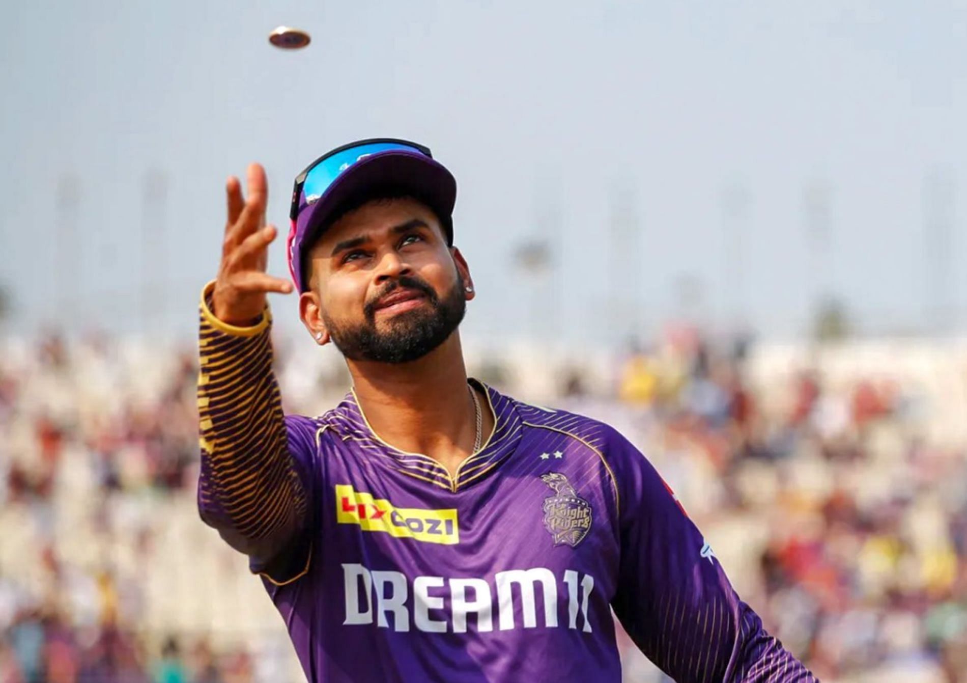 Iyer suffered the consequences of KKR maintaining a slow over-rate [Credit: KKR Twitter handle]