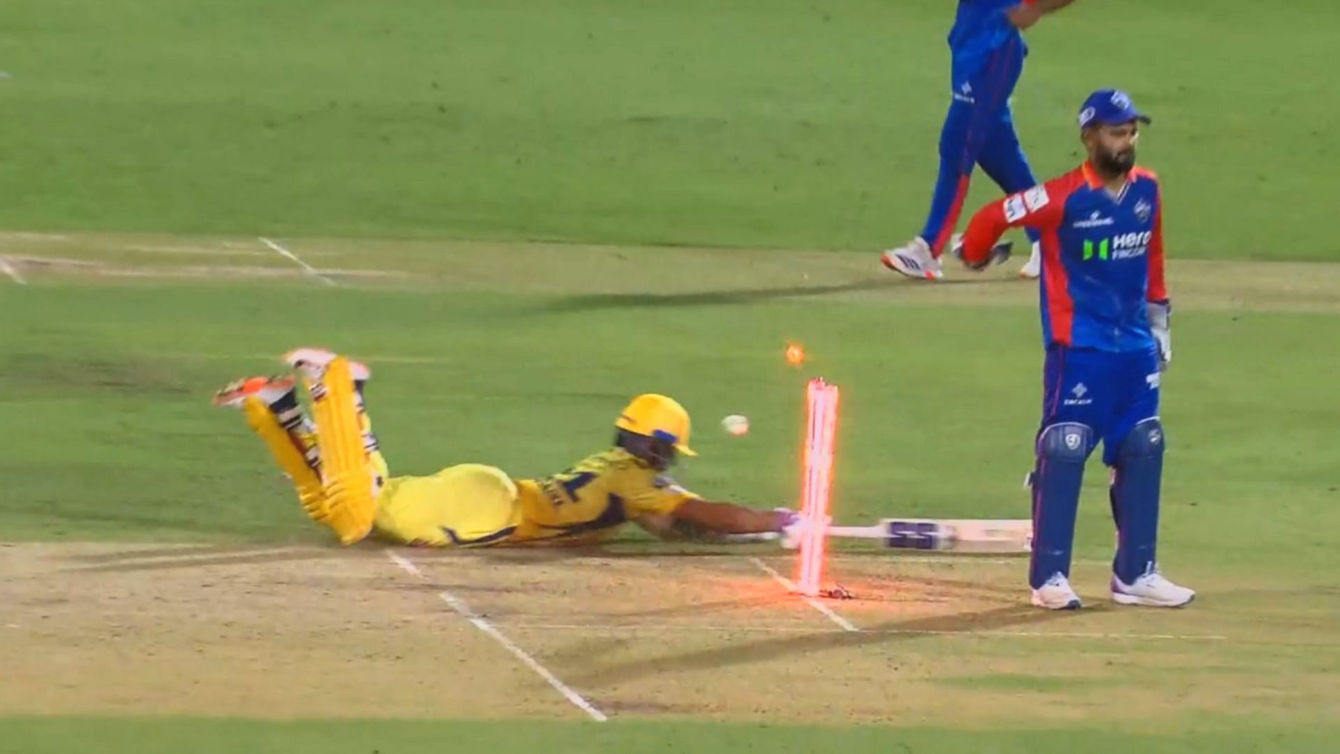 Rishabh Pant got the direct hit with the no-look run out attempt