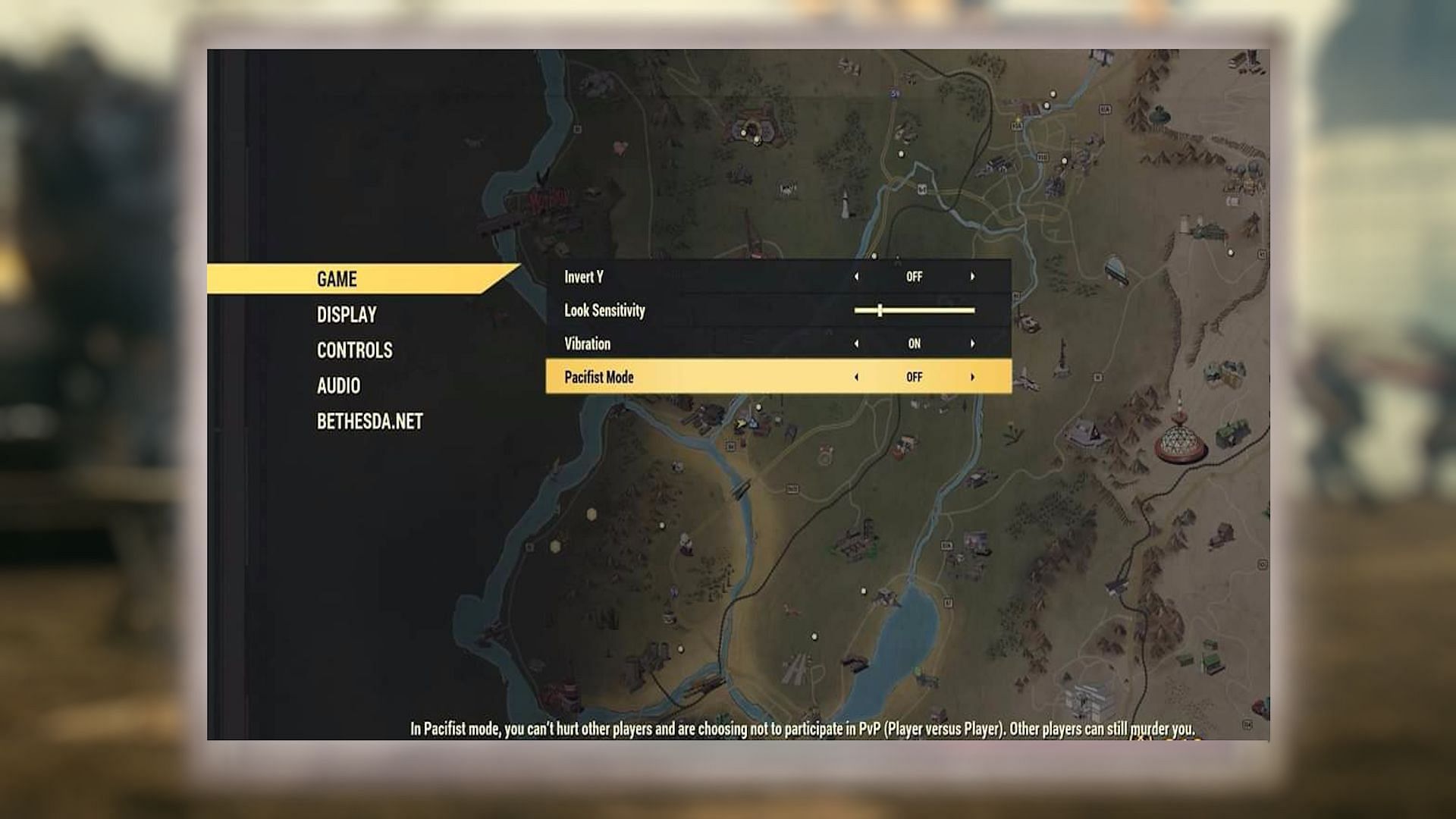 You can turn on the Pacifist Mode in the settings (Image via Bethesda Game Studios)